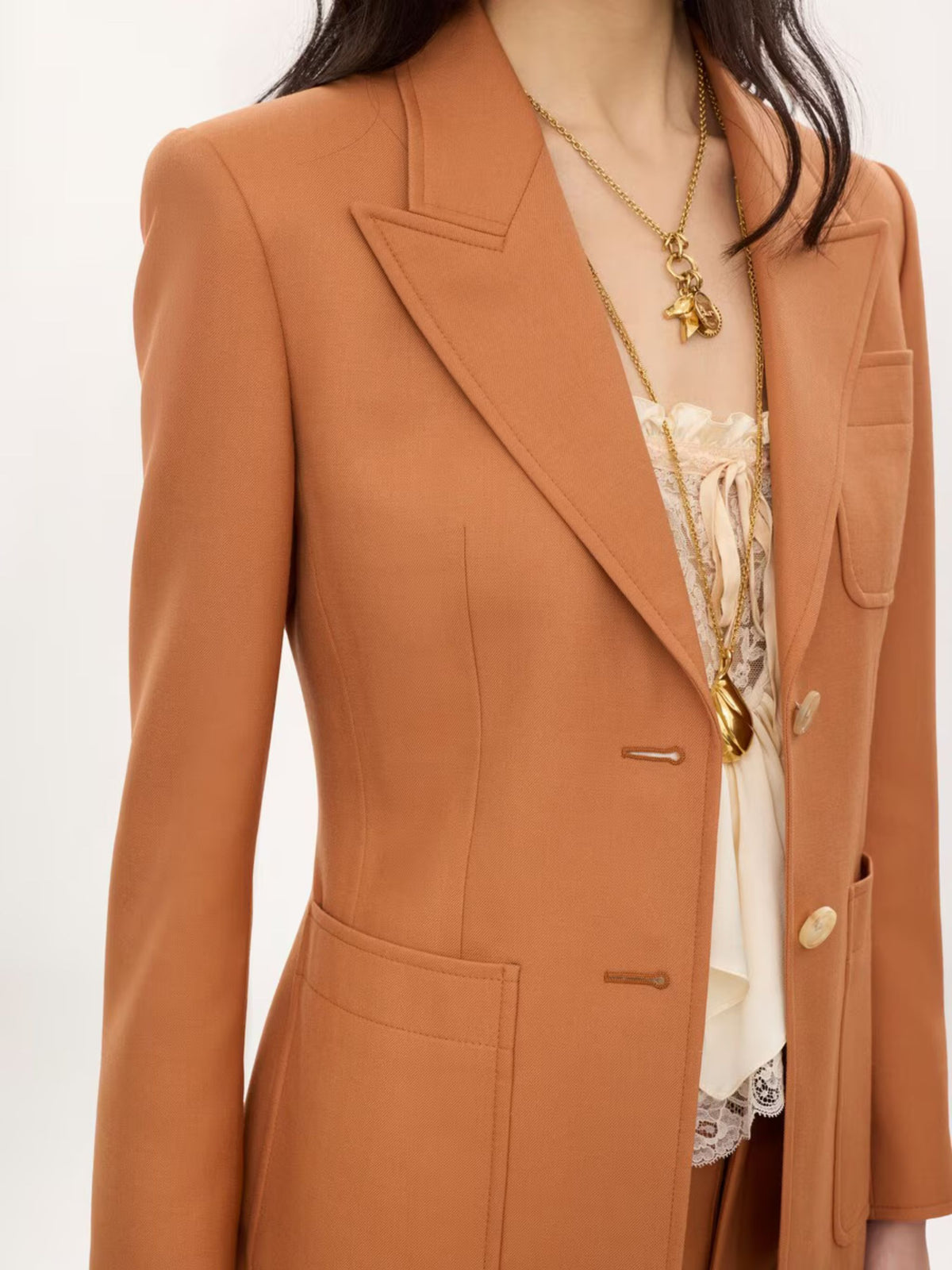 Giacca sartoriale monopetto in gabardine di lana