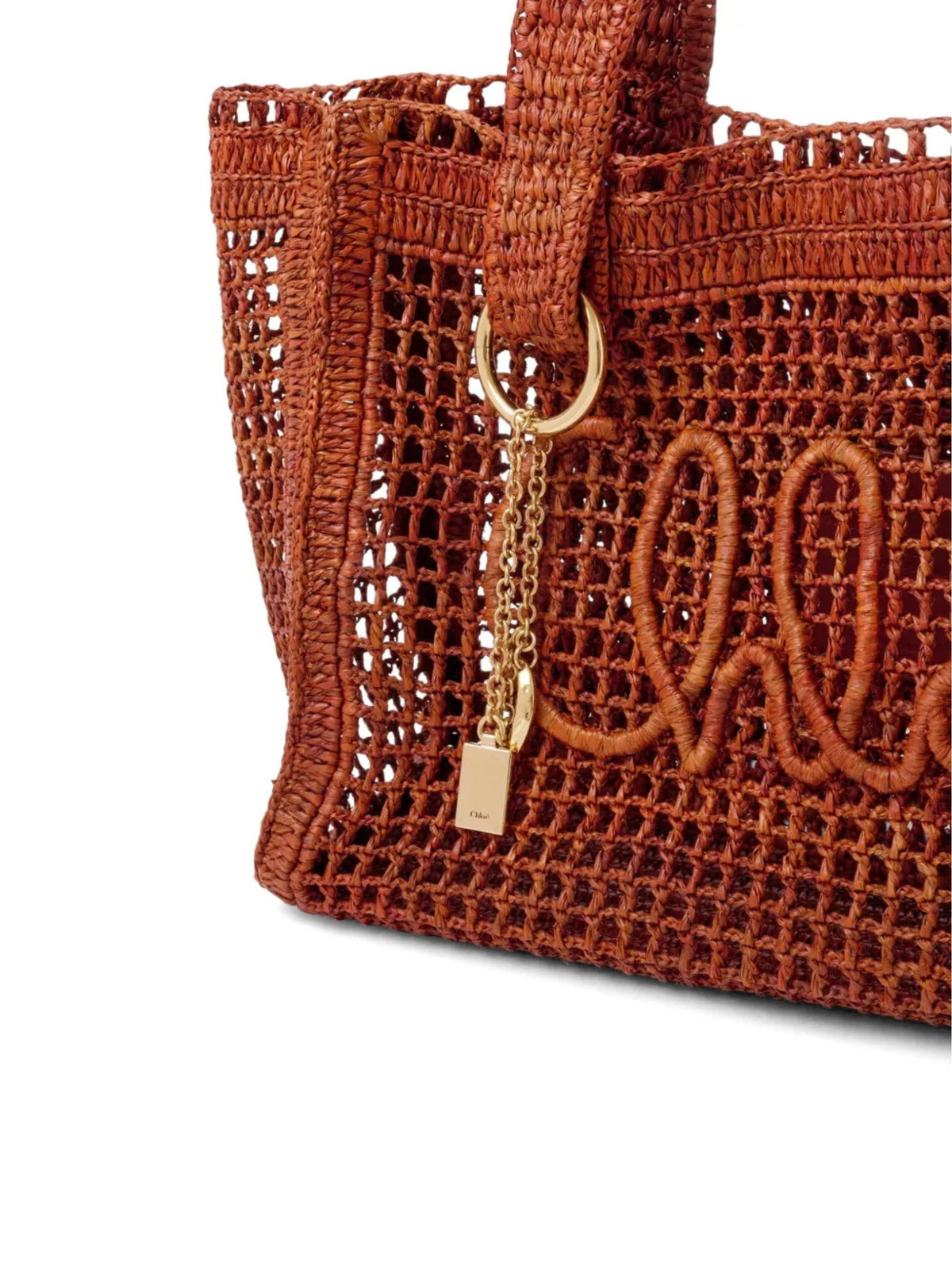 Tote bag East-West Summer Banana in rafia Clay Brown