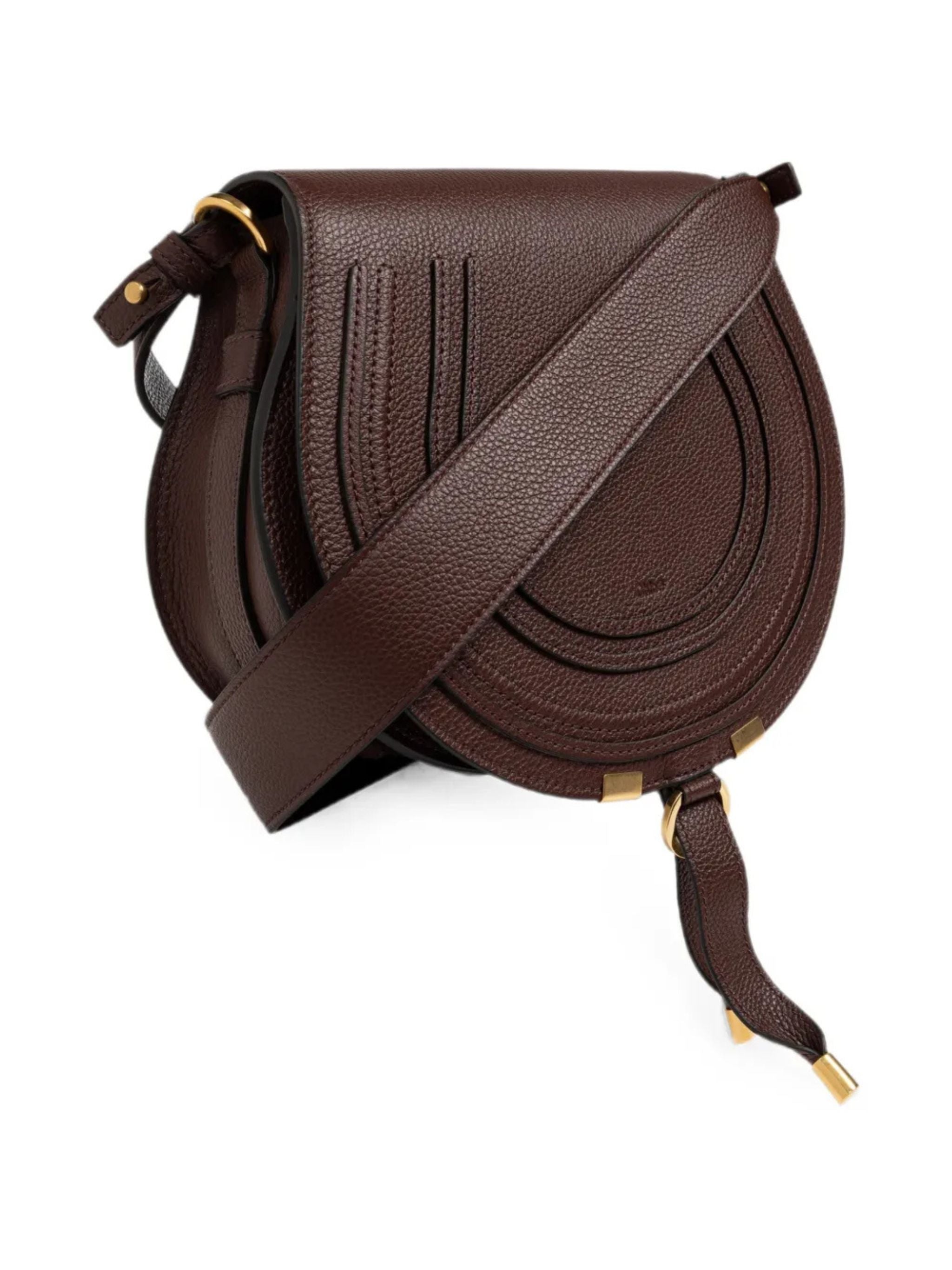 Borsa Midi saddle Marcie in pelle granata