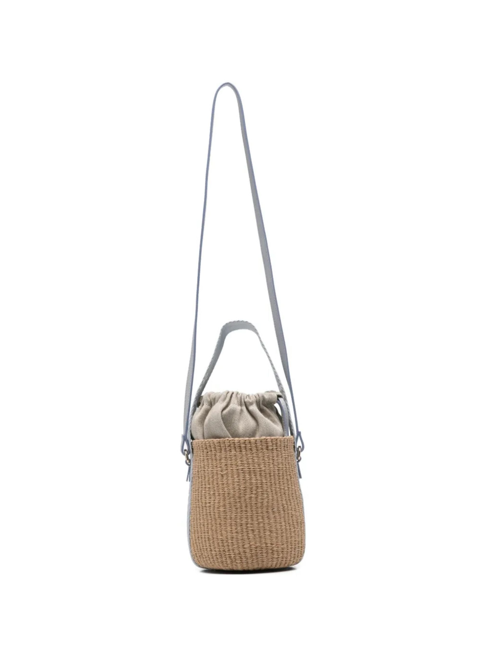 Borsa cesto Woody piccola in fibre naturali Greyish Blue