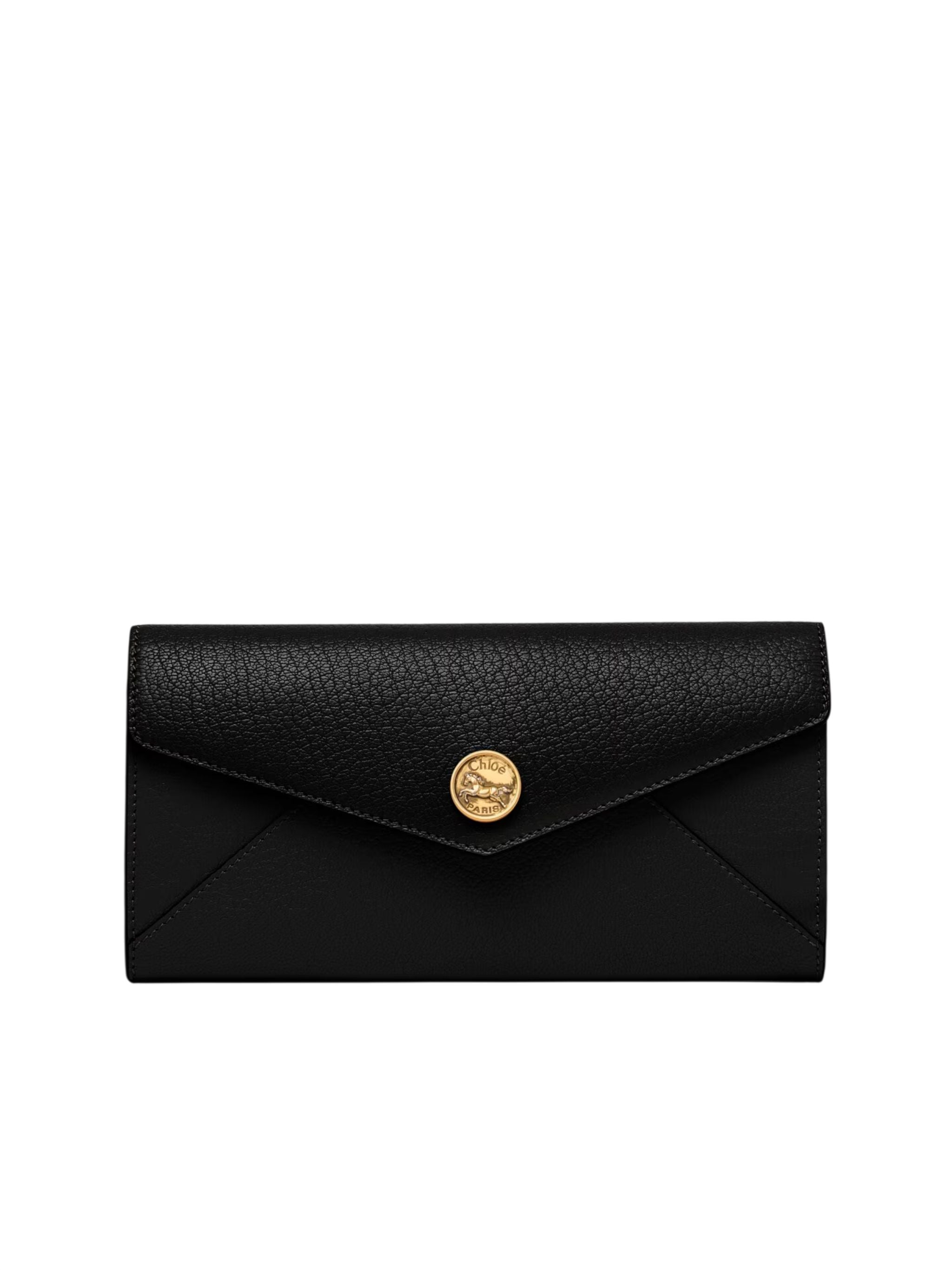 Portafoglio lungo Envelope con patta in pelle granata