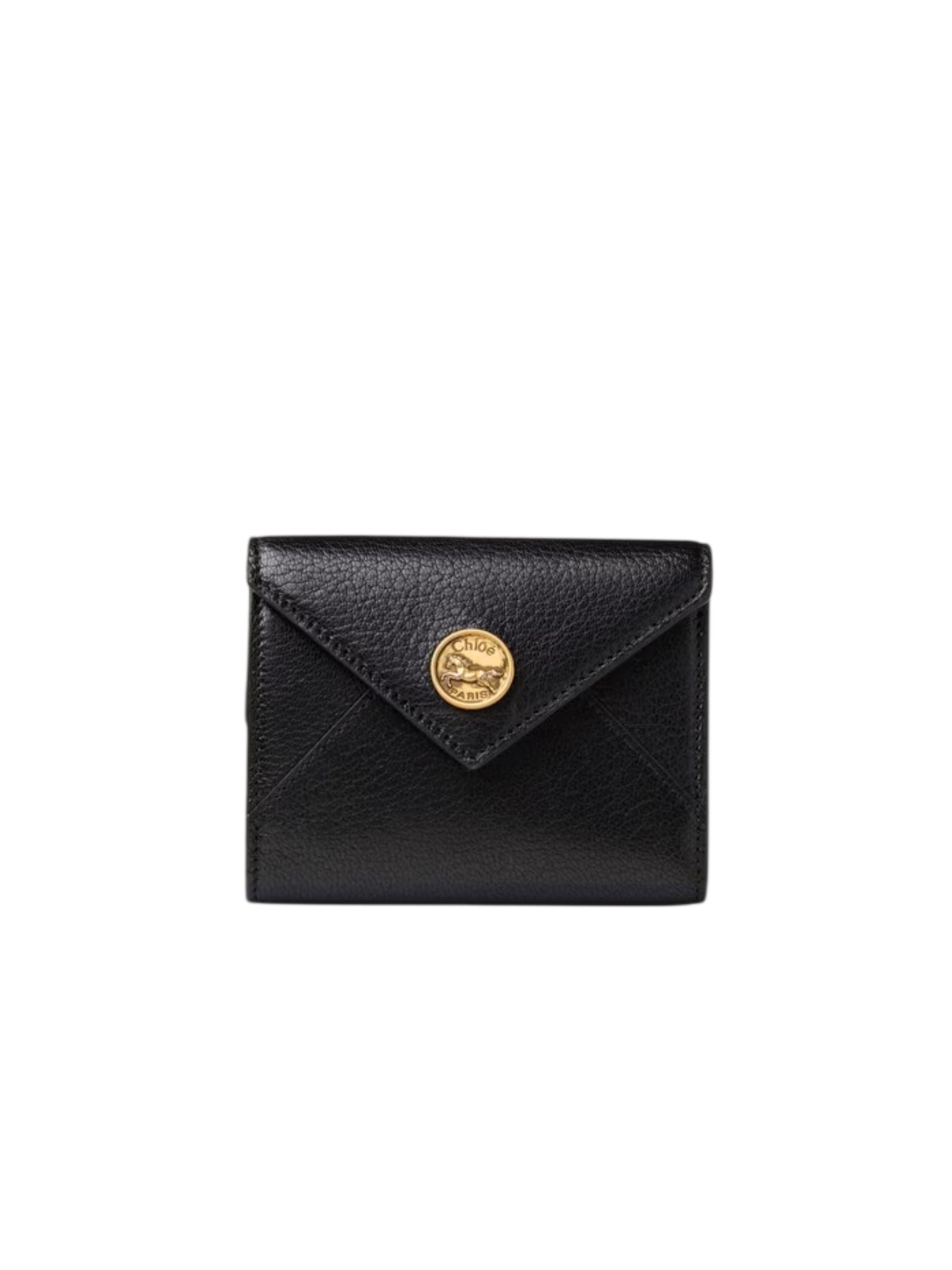 Portafoglio trifold piccolo Envelope in pelle granata Black