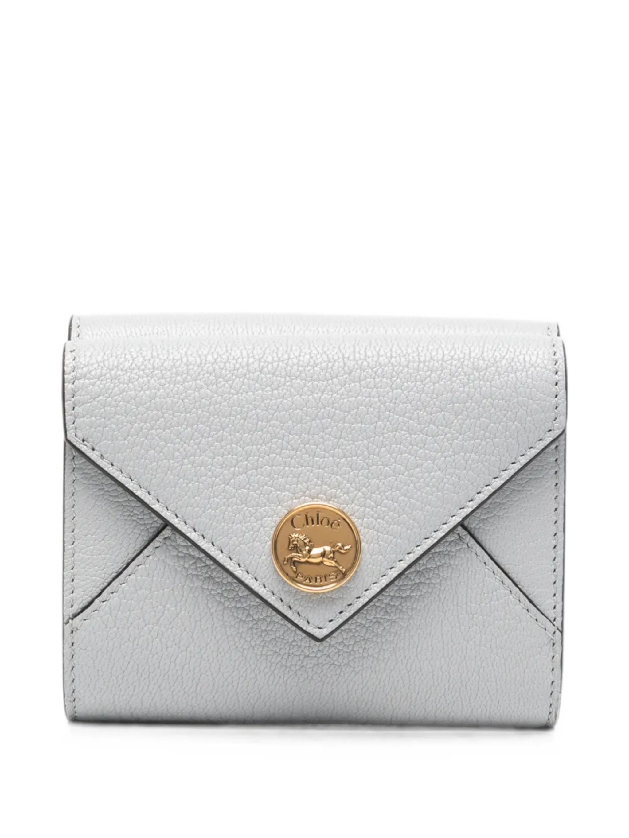 Portafoglio trifold piccolo Envelope in pelle granata Greyish Blue