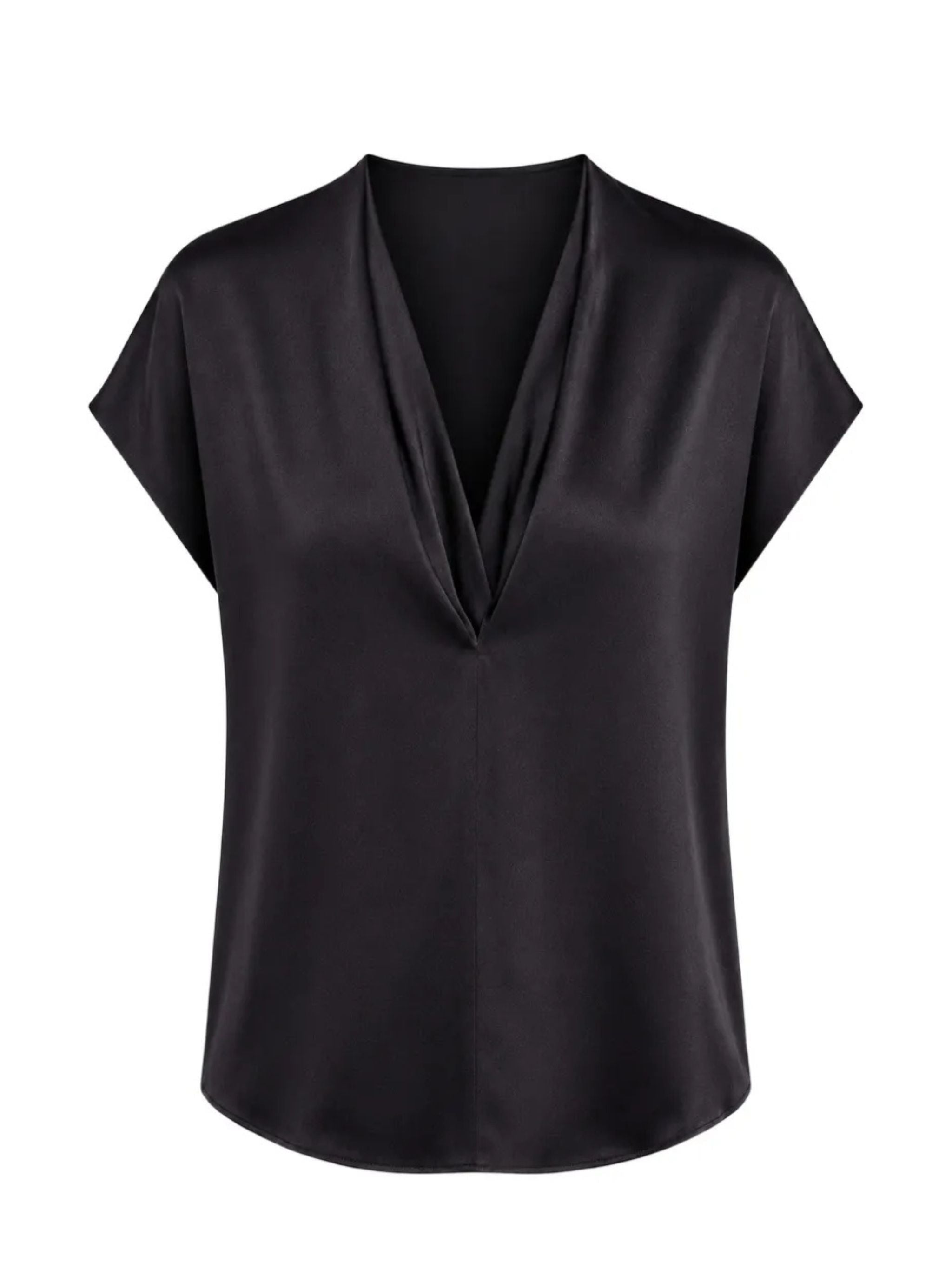 Top in misto seta con doppio scollo a V Blue