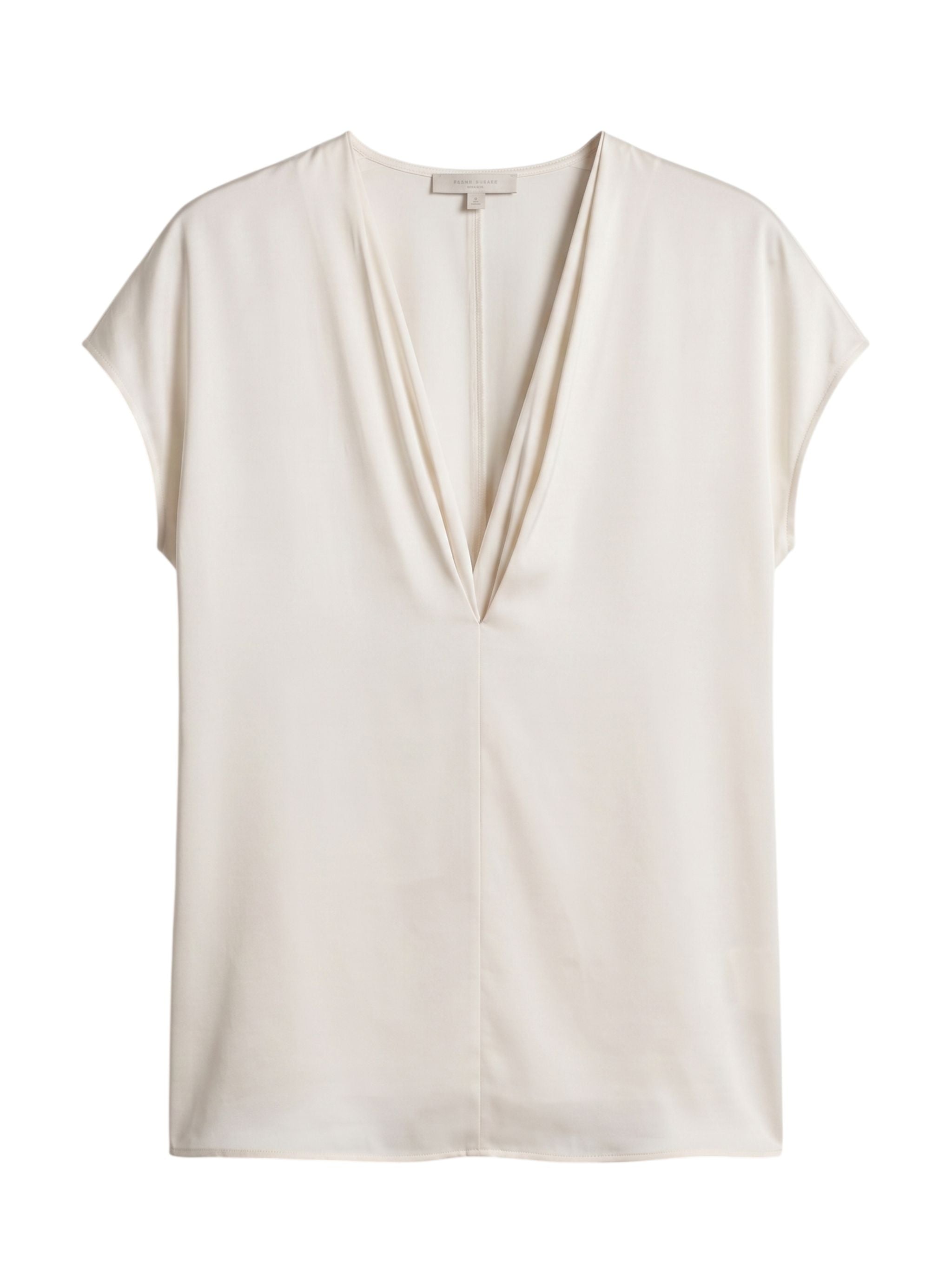 Top in misto seta con doppio scollo a V