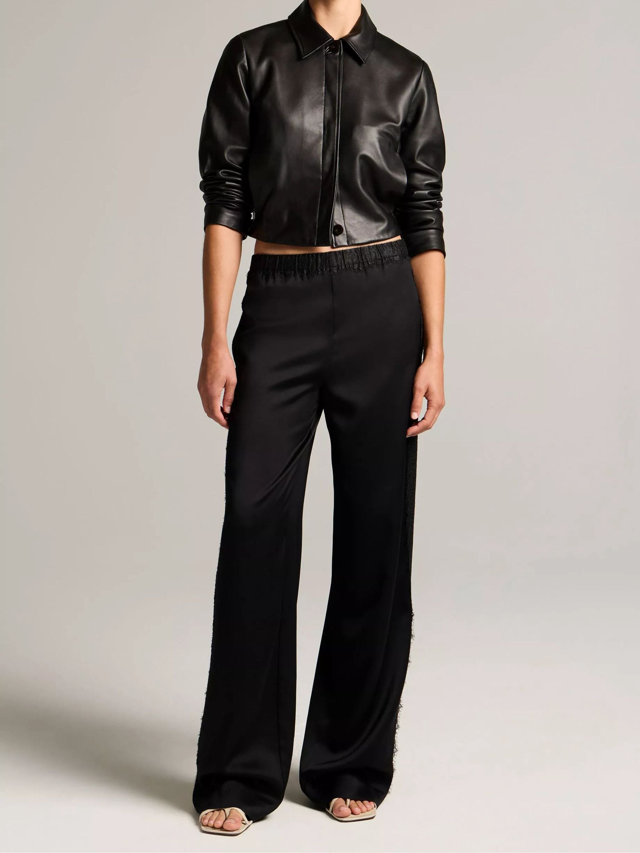 MID WAIST LACE TRIM PANTS