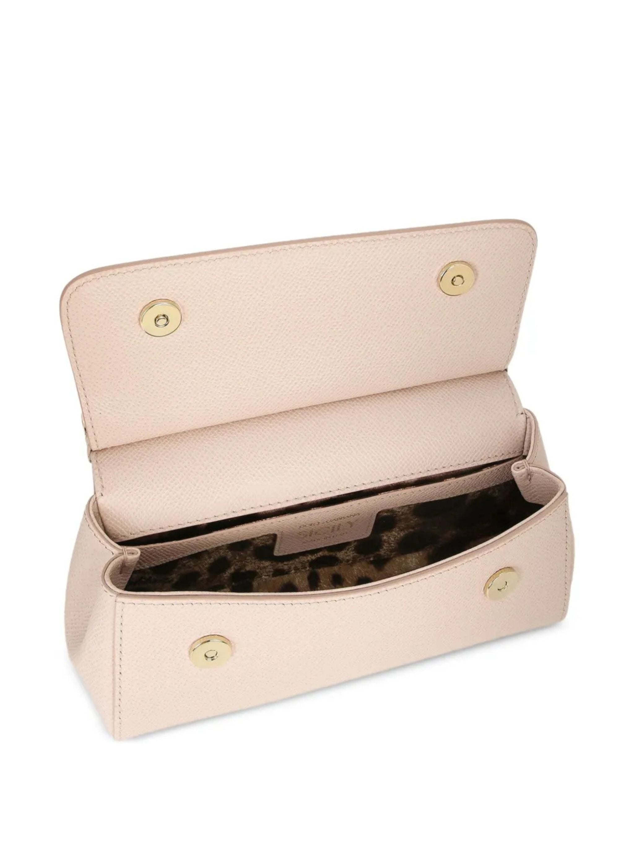 Borsa a mano Sicily mini in pelle di vitello dauphine Rosa Carne