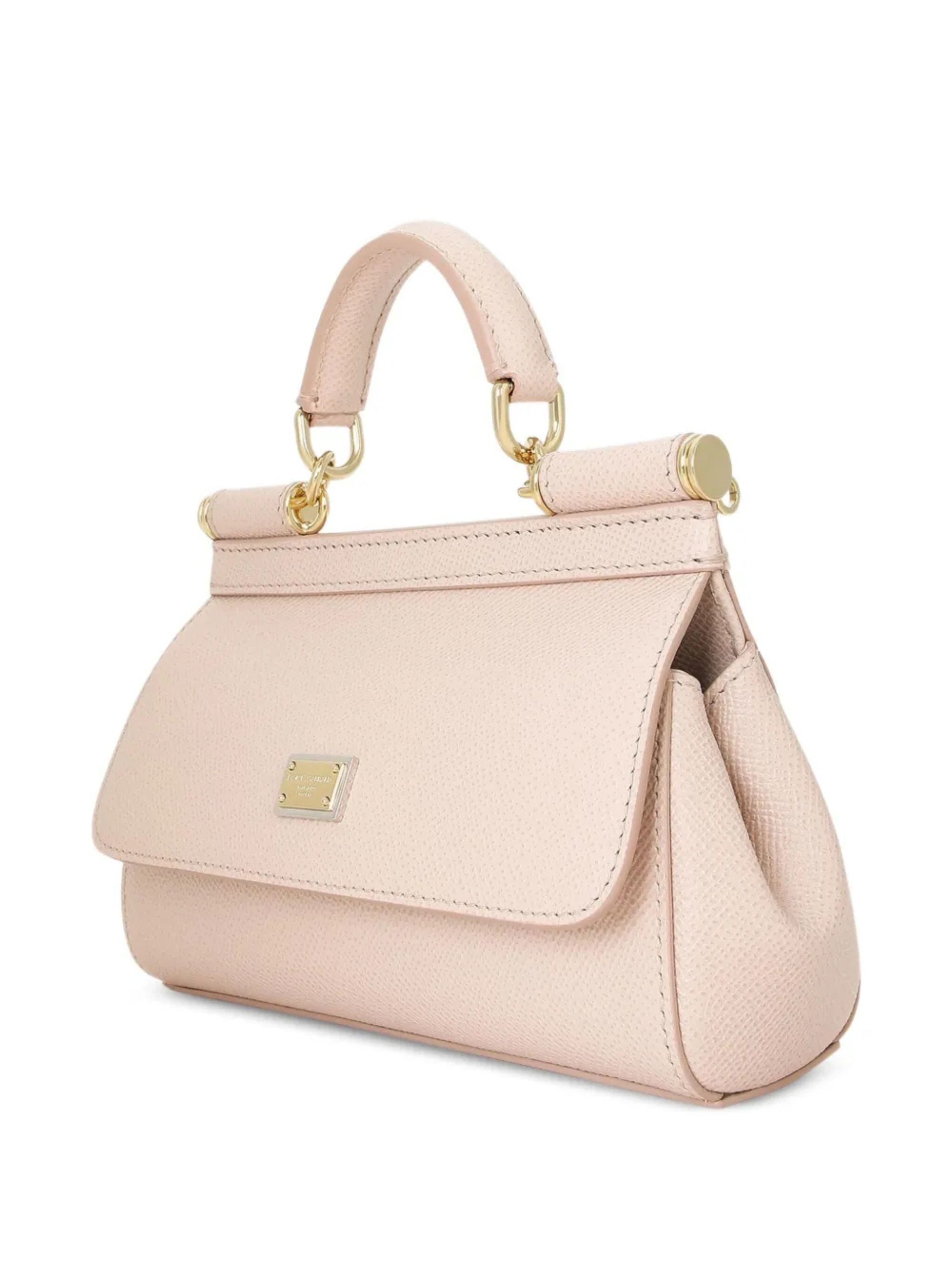 Borsa a mano Sicily mini in pelle di vitello dauphine Rosa Carne