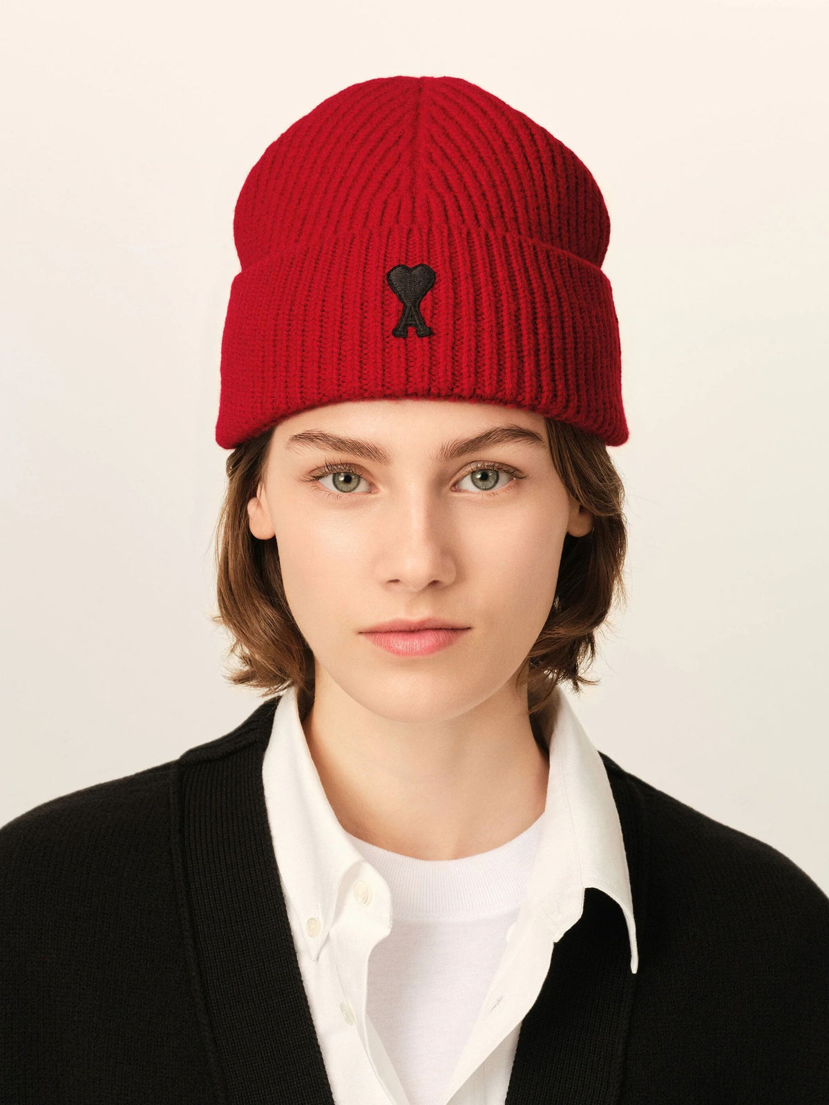 Red Ami de Cœur wool beanie