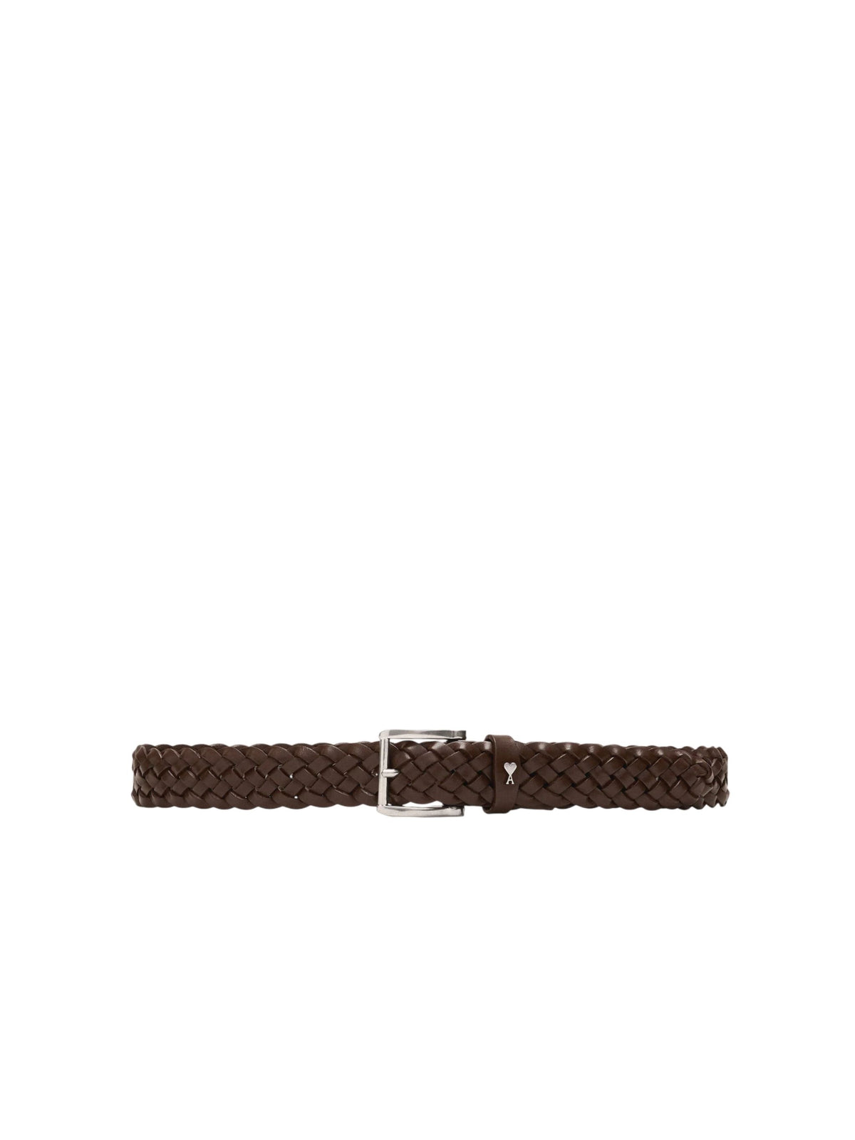 Cintura Paris intrecciata in pelle di vitello cioccolato 30mm