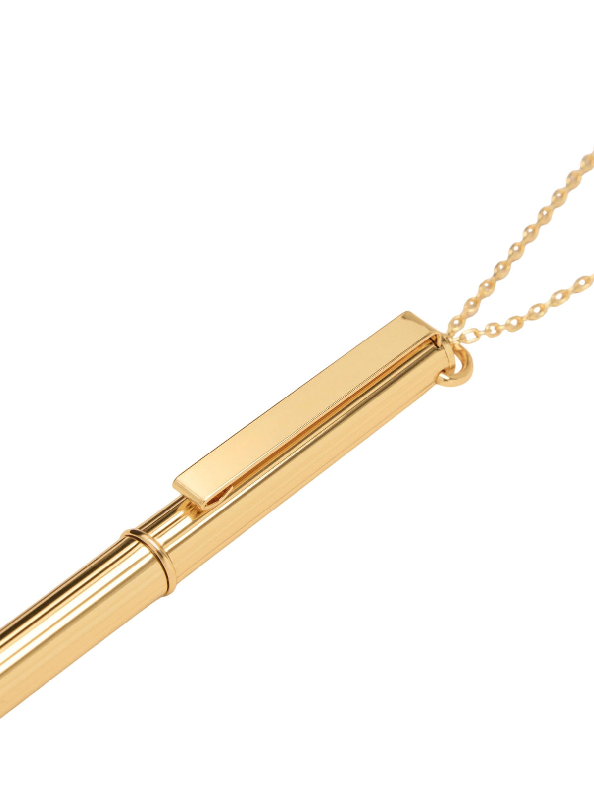 Collana con pendente a penna in ottone dorato