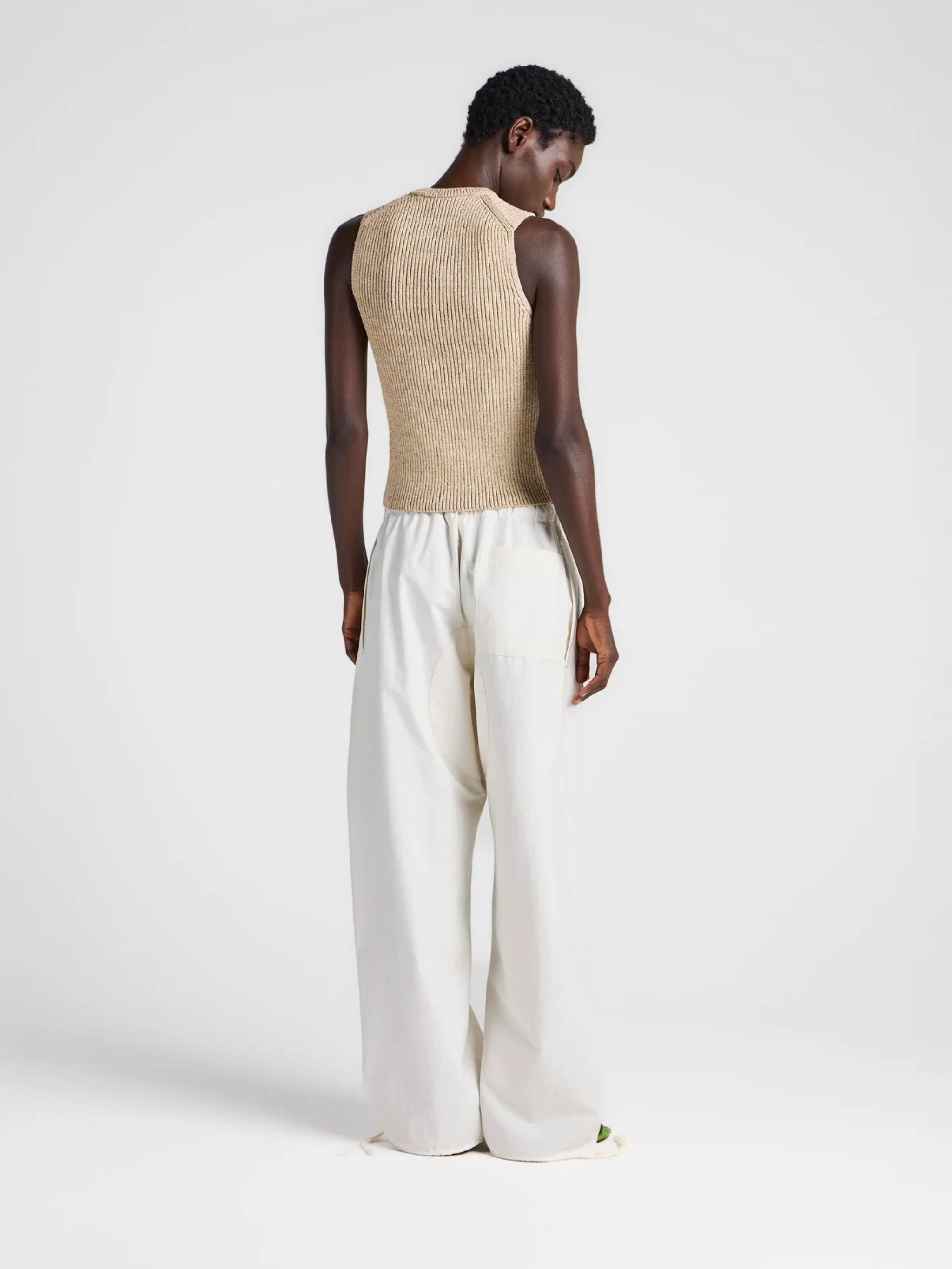 Womens zipped tank top in sand