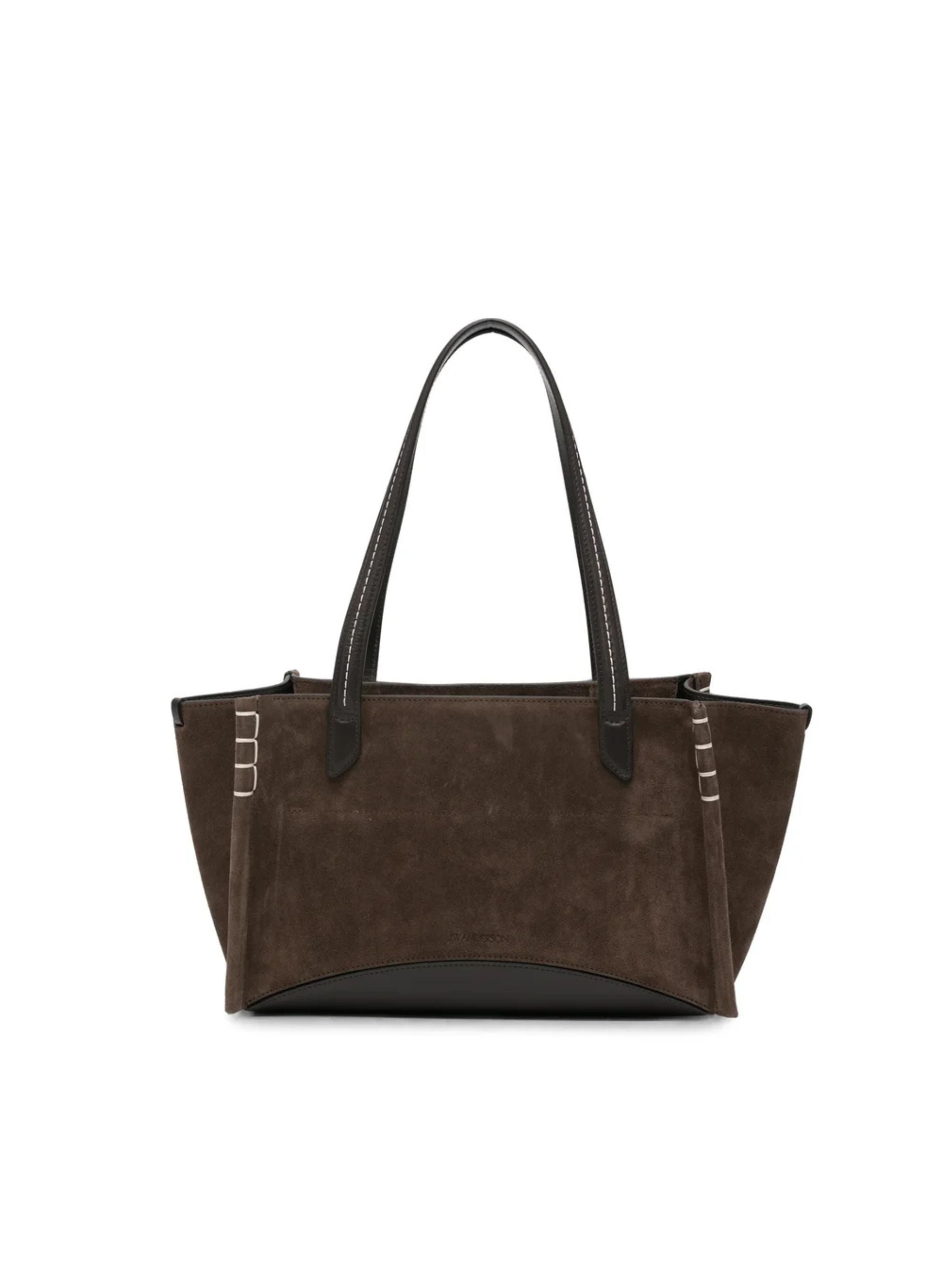 Elongated loafer cabas bag in brown suede