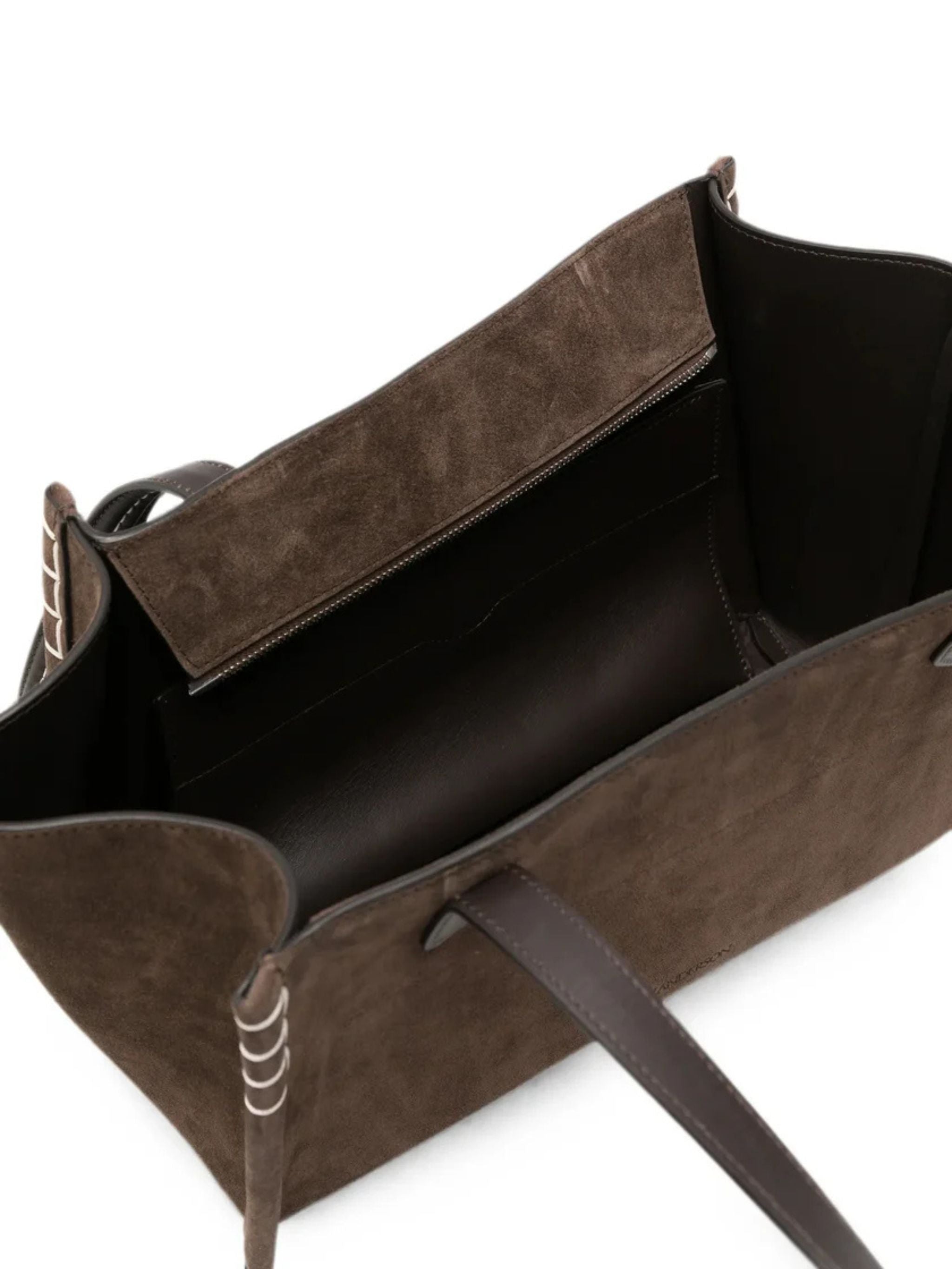 Elongated loafer cabas bag in brown suede