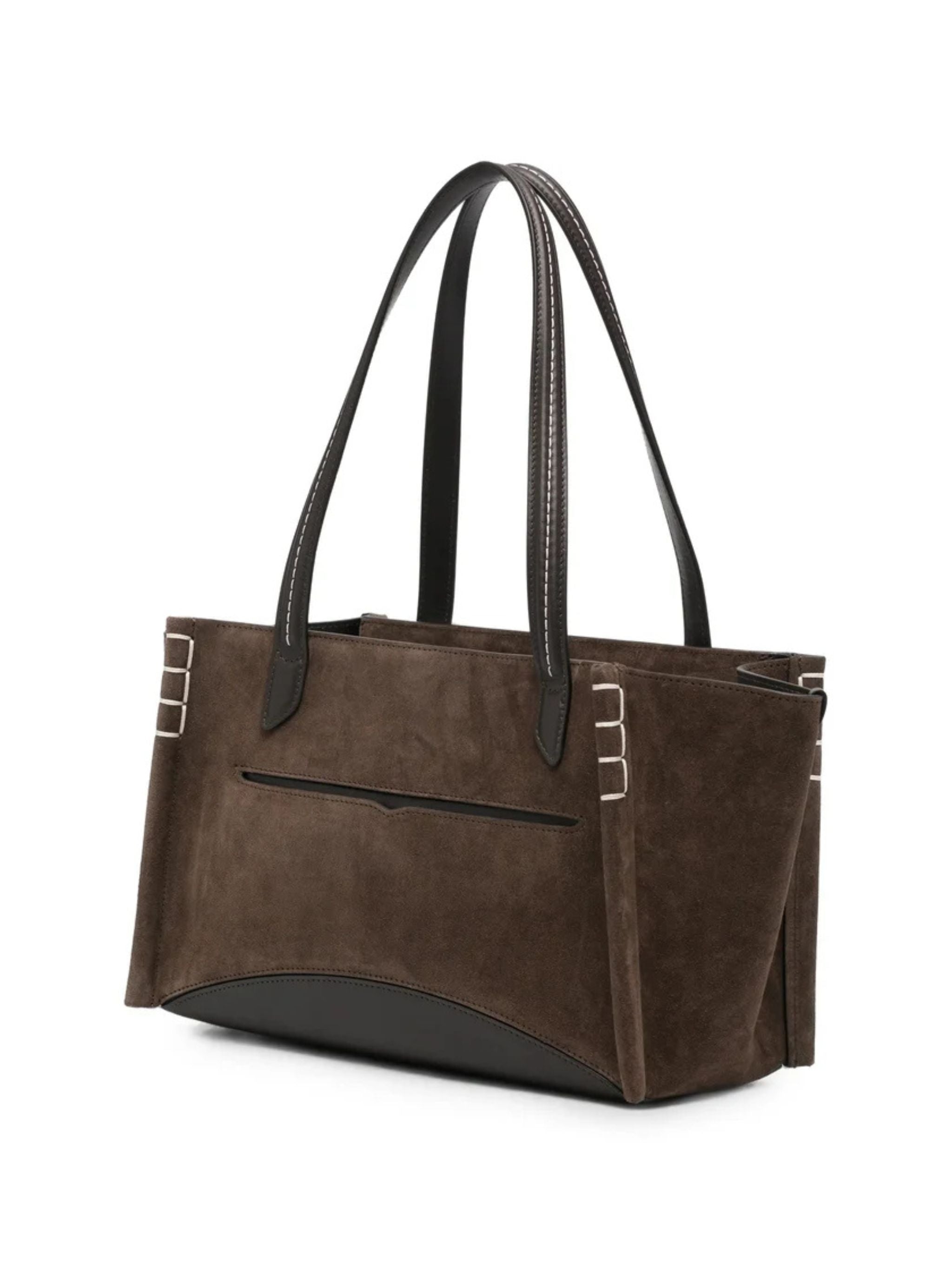 Elongated loafer cabas bag in brown suede