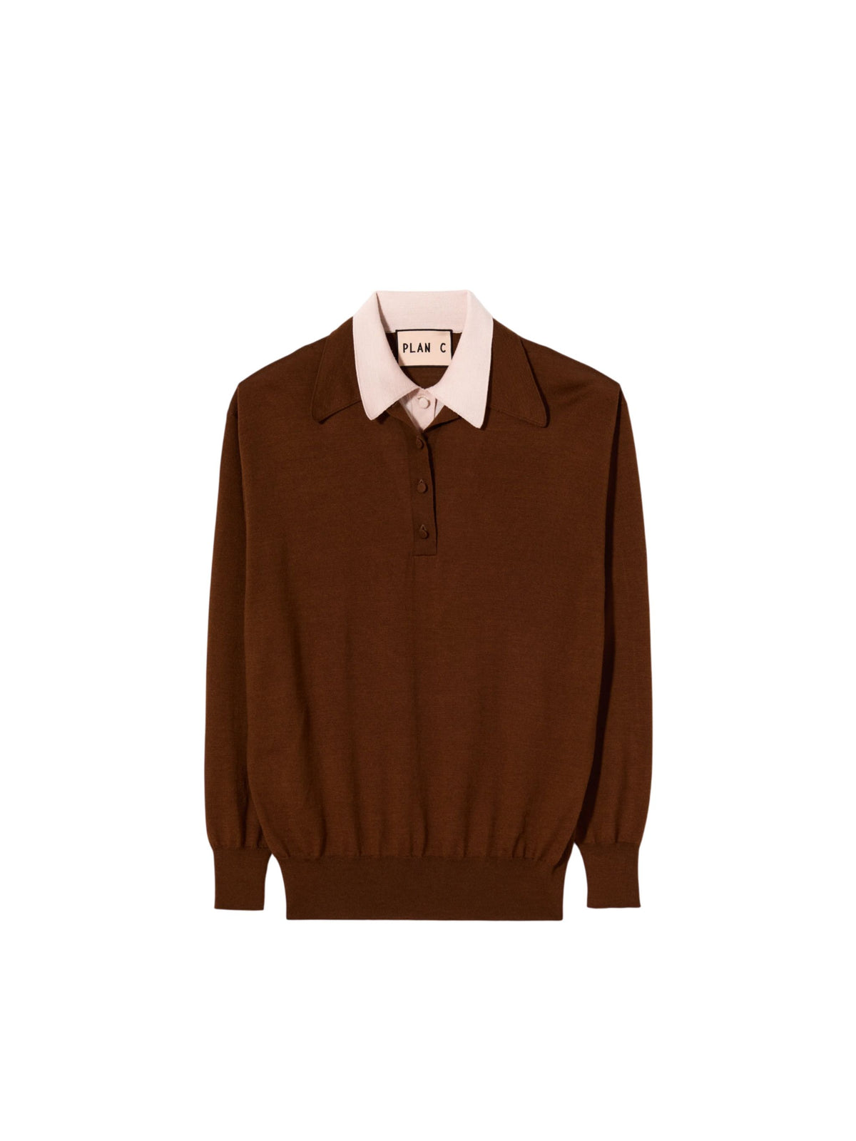 MAGLIONE POLO CON DOPPIO COLLETTO ROSA E MARRONE