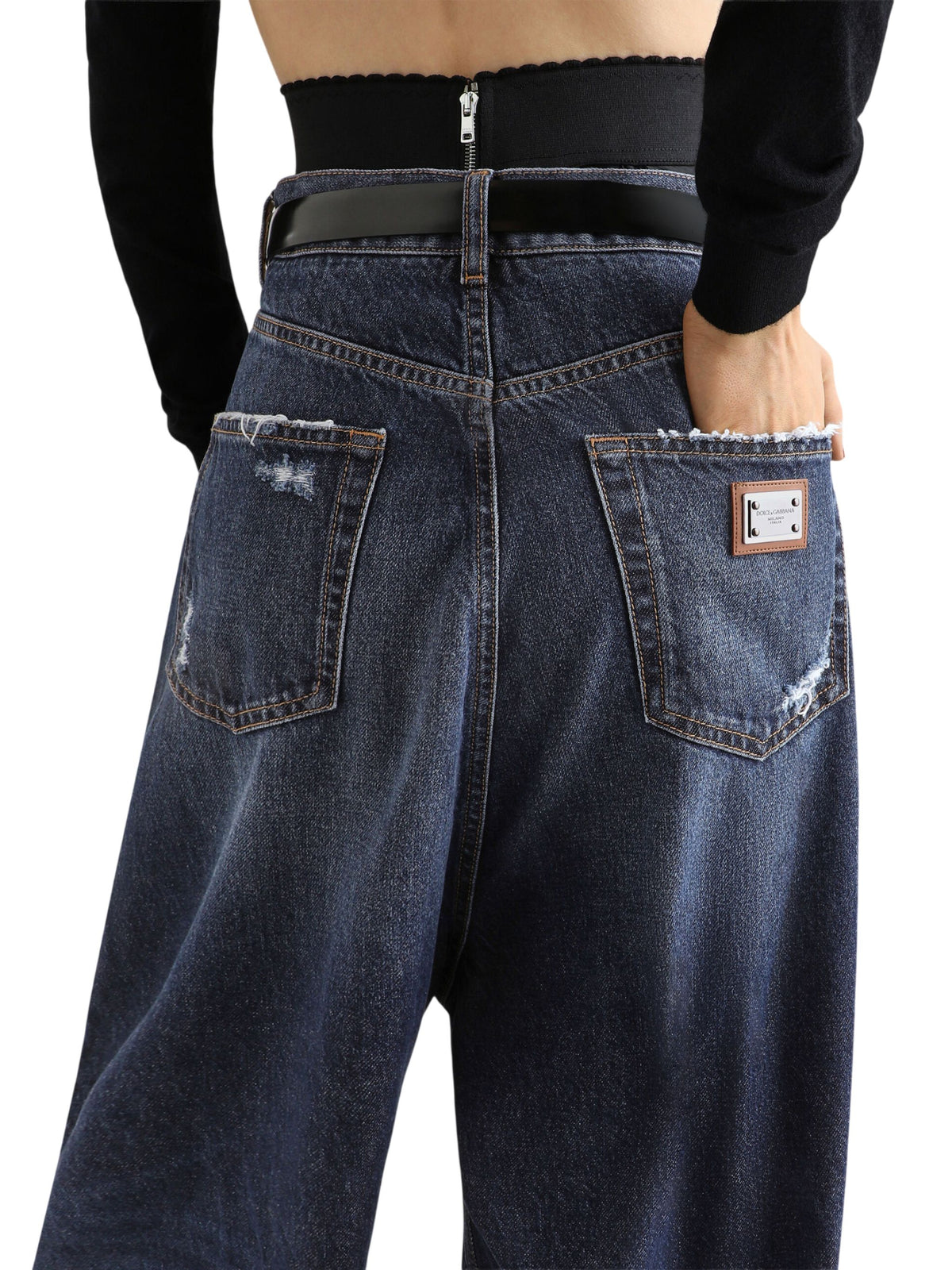 Vintage-finish denim jeans