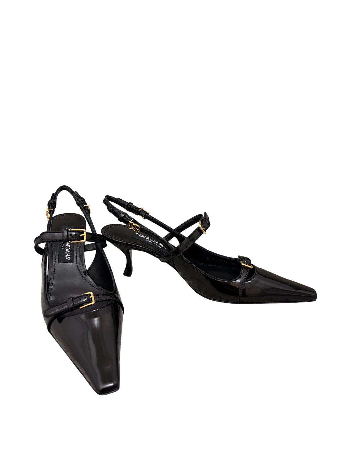 Patent leather slingbacks