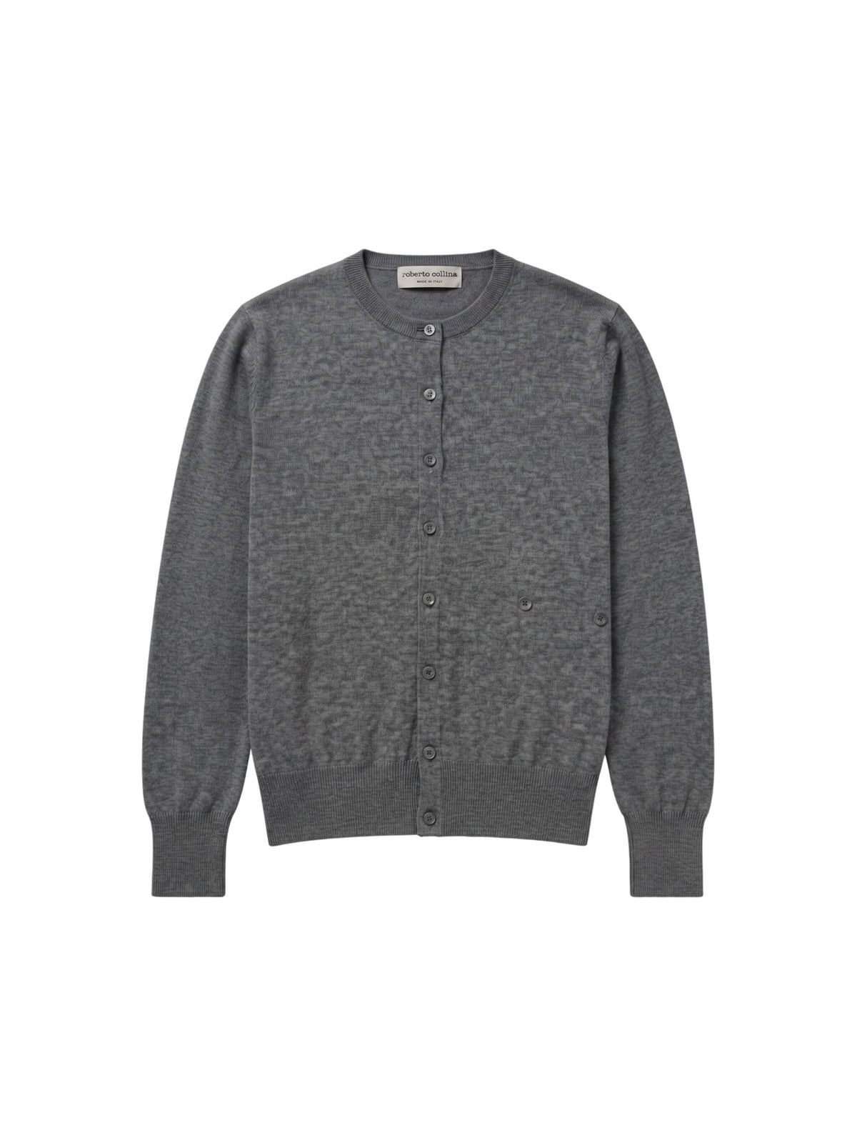 Cardigan Roberto collina con colletto alla coreana grigio melange