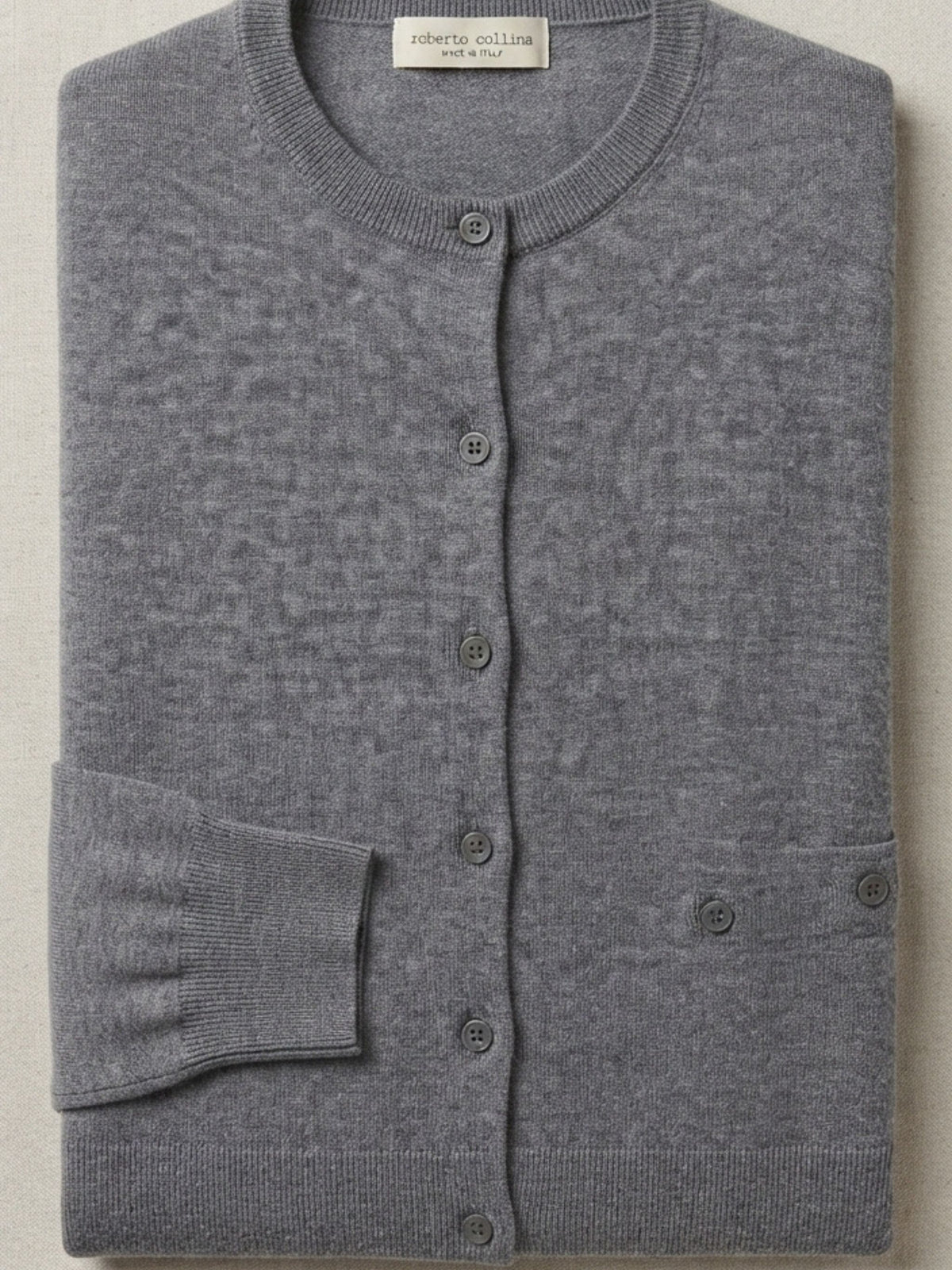 Cardigan Roberto collina con colletto alla coreana grigio melange