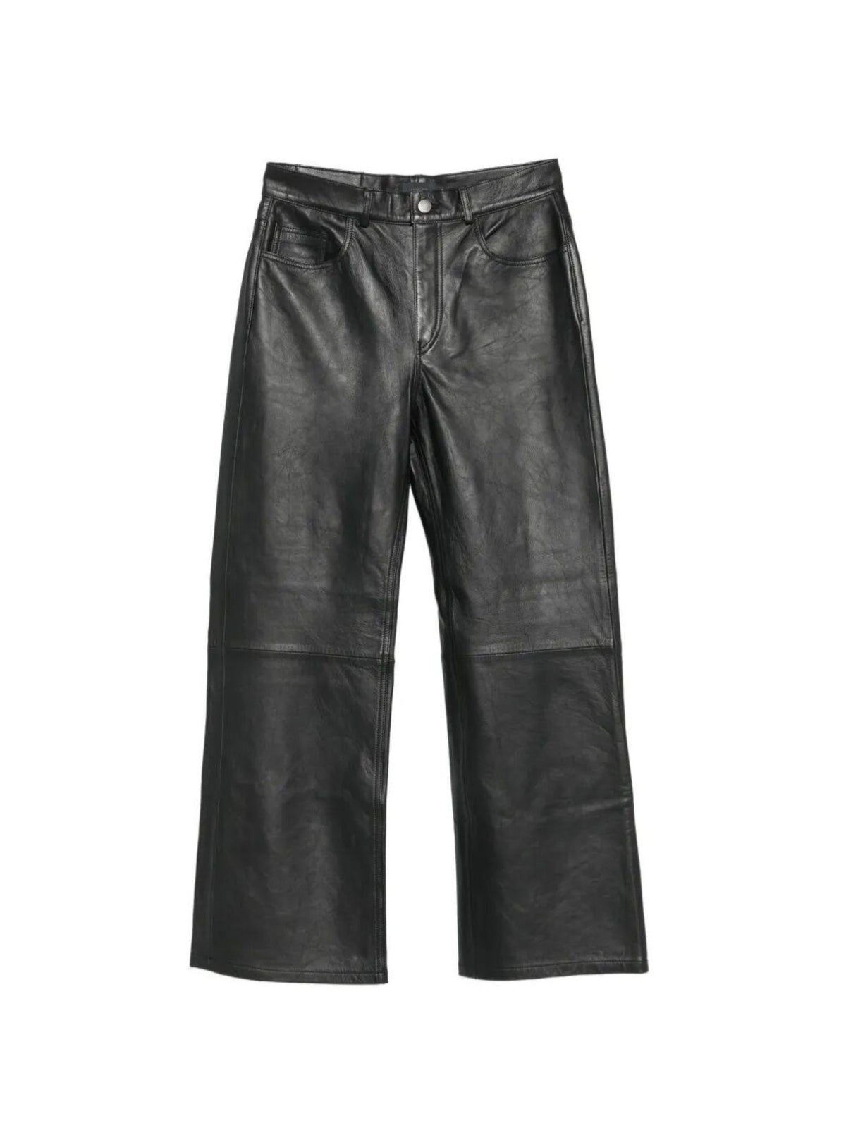Pantalone in pelle a gamba larga
