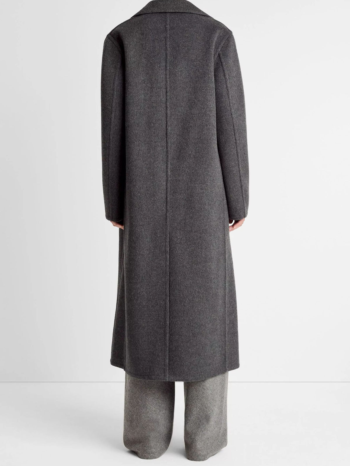Wool-Blend Double-Breasted Long Coat