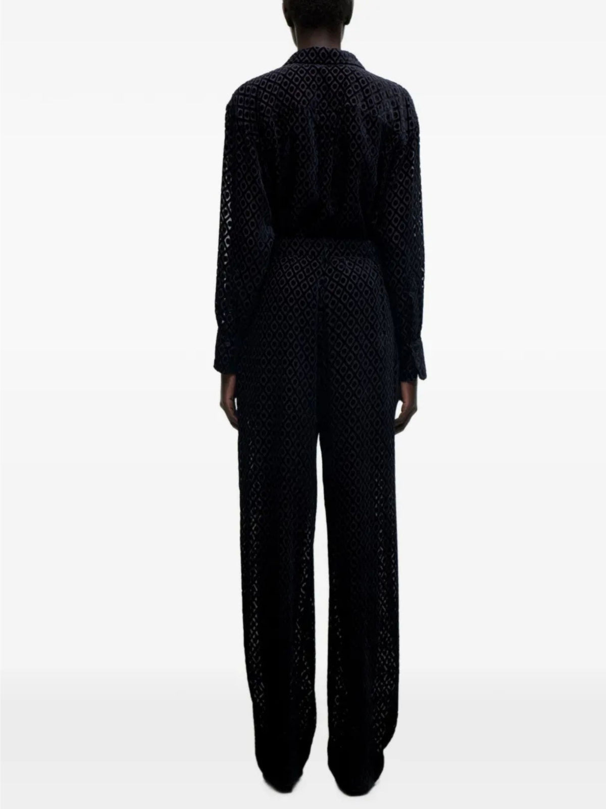 Pantaloni con motivo geometrico effetto devoré