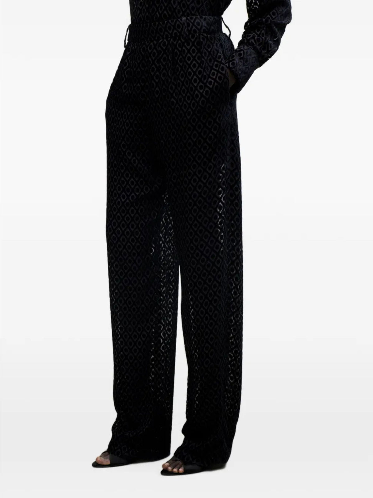 Pantaloni con motivo geometrico effetto devoré