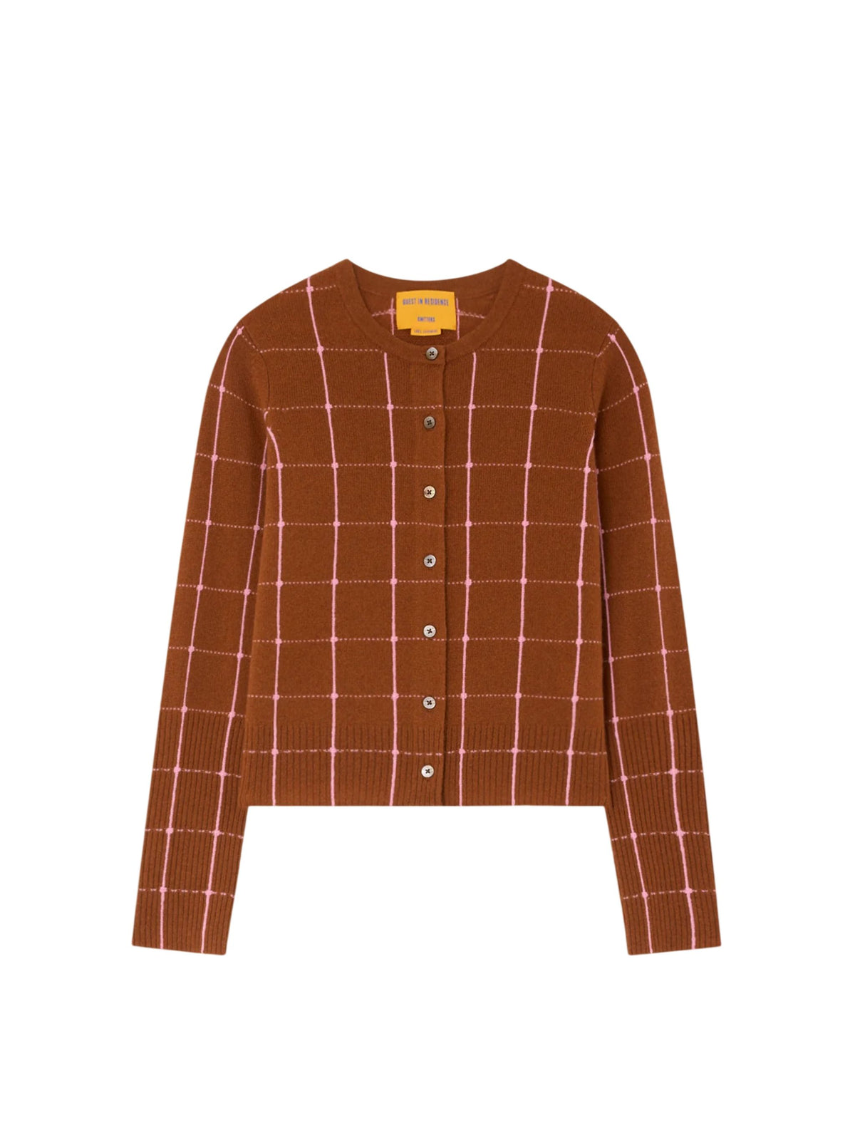 Cardigan Jane in cashmere con motivo a quadri