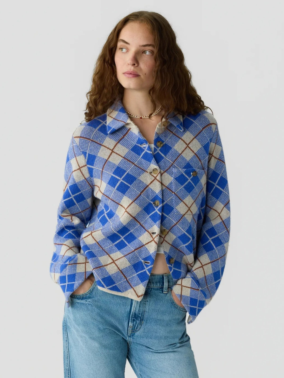 Camicia Dylan in cashmere con stampa a quadri