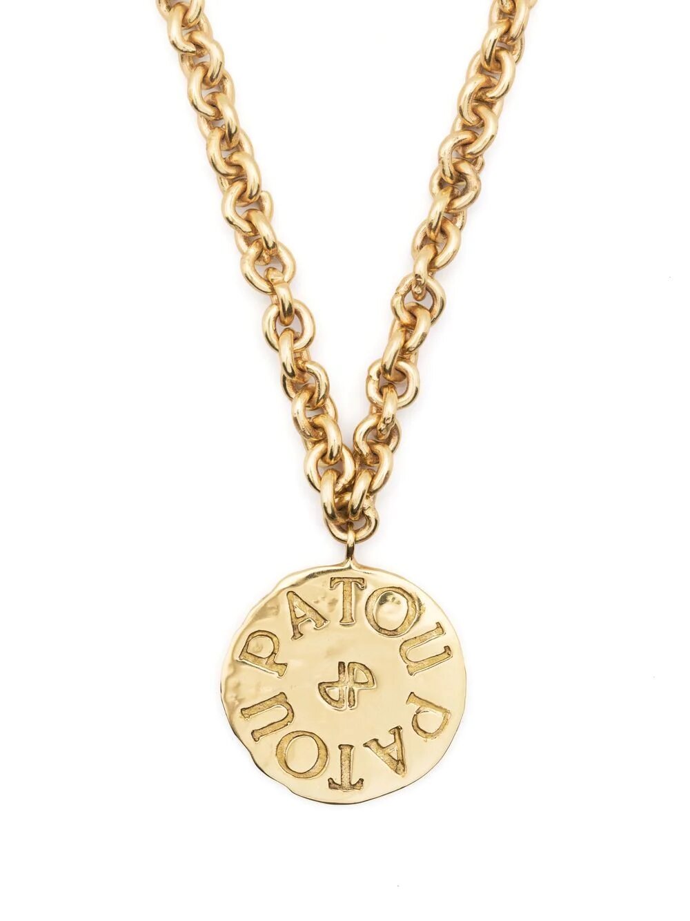 Collana con ciondolo moneta in ottone dorato