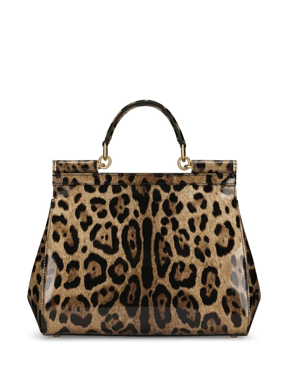 KIM DOLCE&GABBANA Borsa Sicily media in pelle di vitello lucida stampa leo
