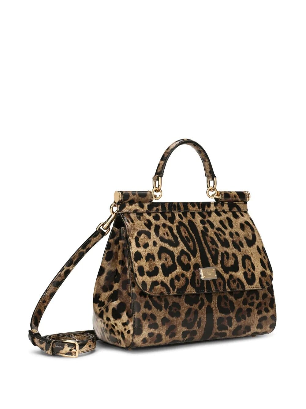 KIM DOLCE&GABBANA Borsa Sicily media in pelle di vitello lucida stampa leo