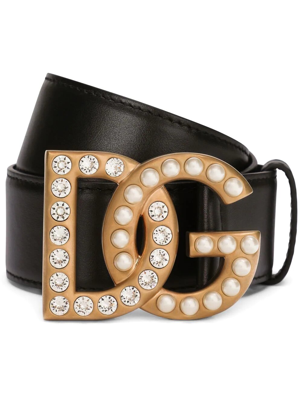 Cintura in pelle di vitello con logo DG gioiello