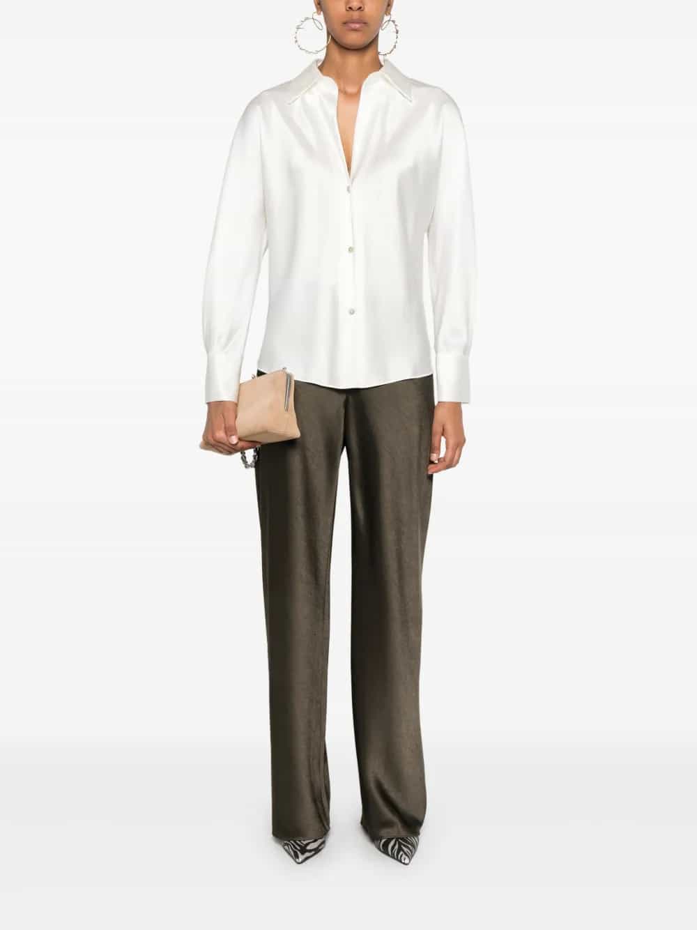 Camicia in raso a maniche lunghe