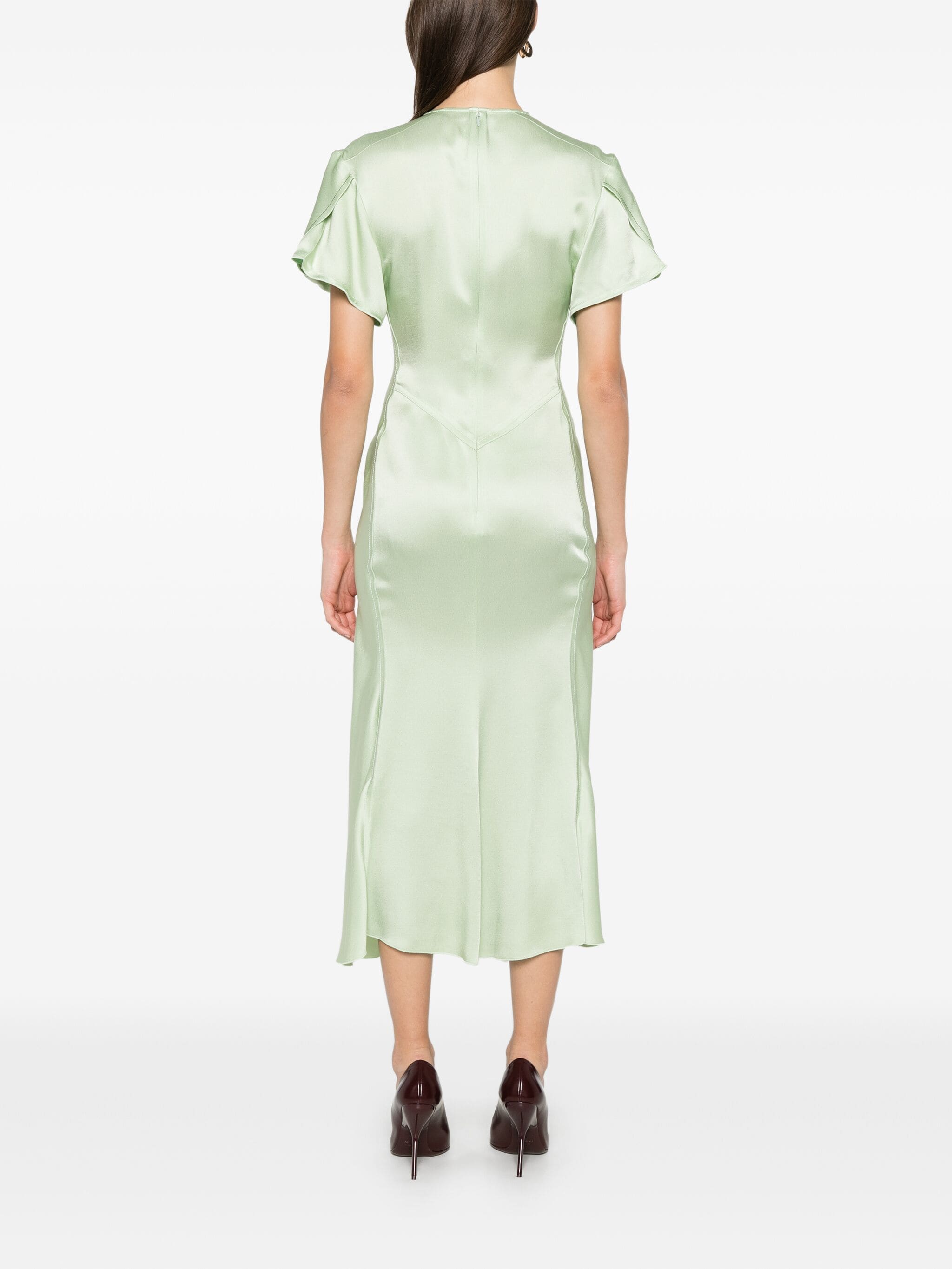 Gathered v neck midi dress