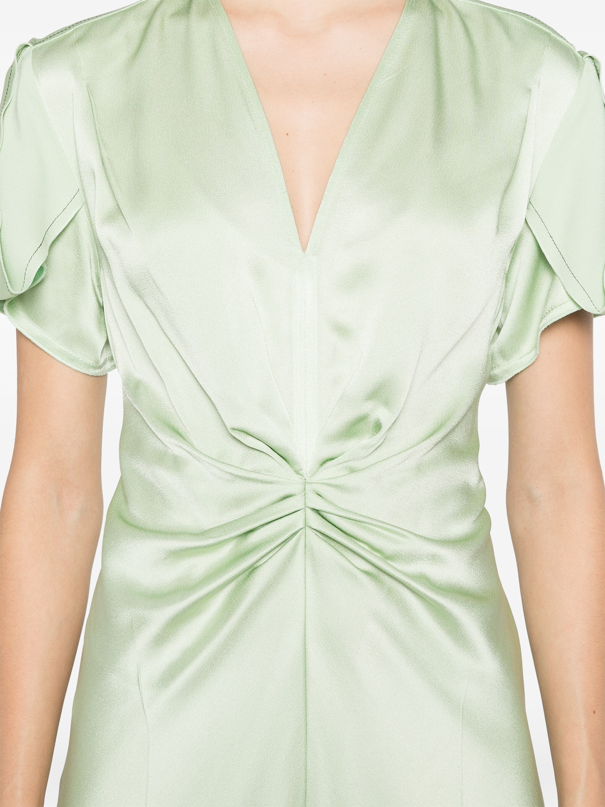 Gathered v neck midi dress