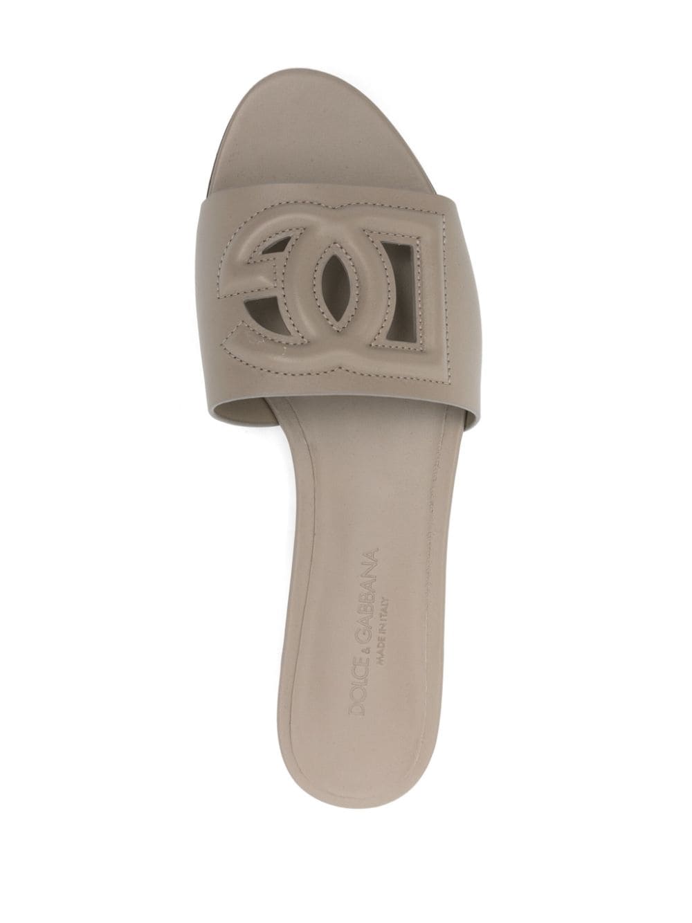 Slide in pelle di vitello e logo DG
