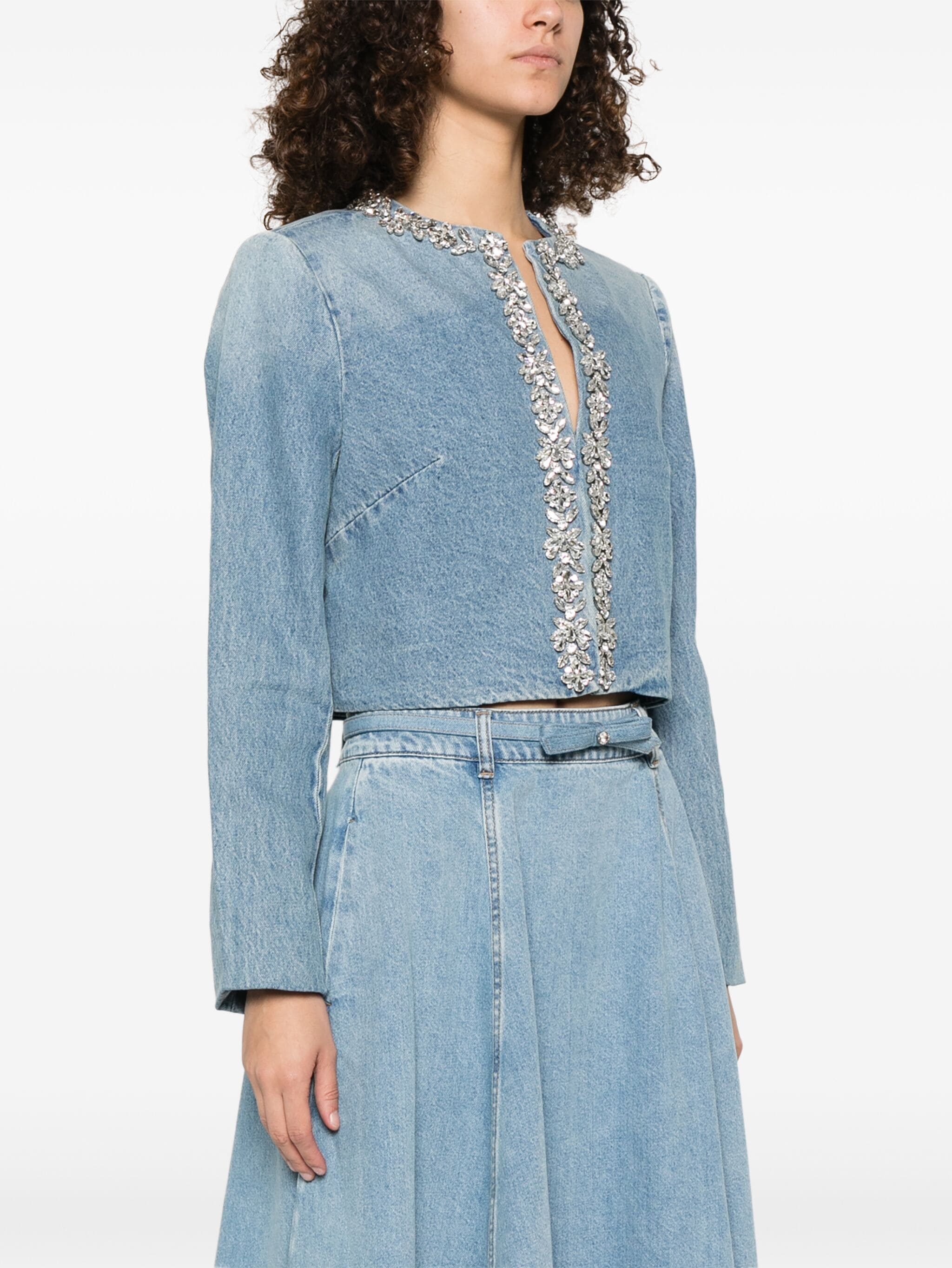 CRUSH EMB DENIM JACKET