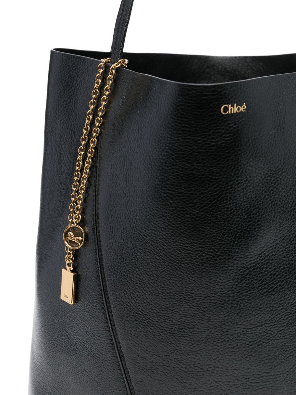 Tote bag grande Chloé Spin in pelle granata