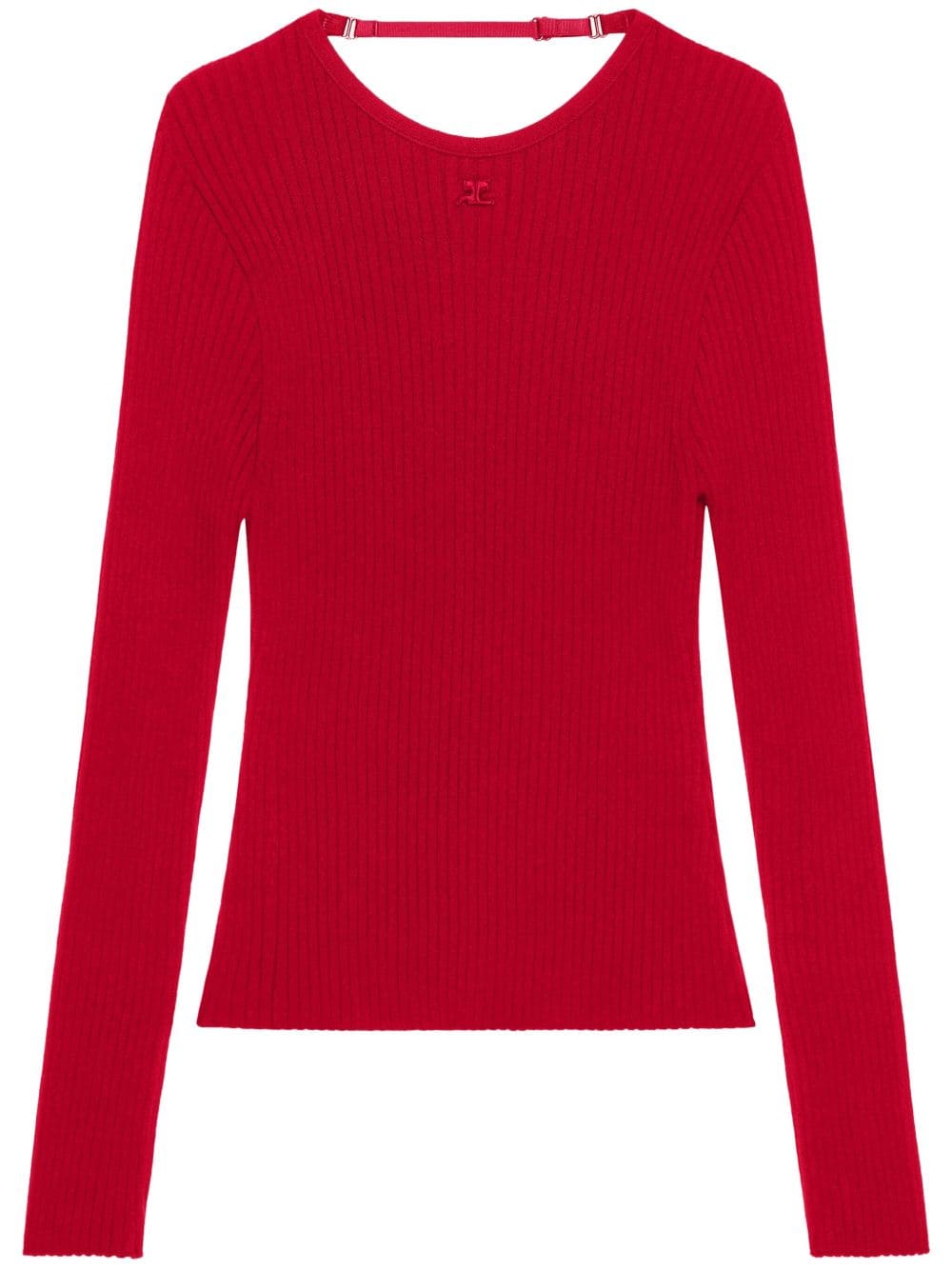 Lingerie strap rib knit sweater