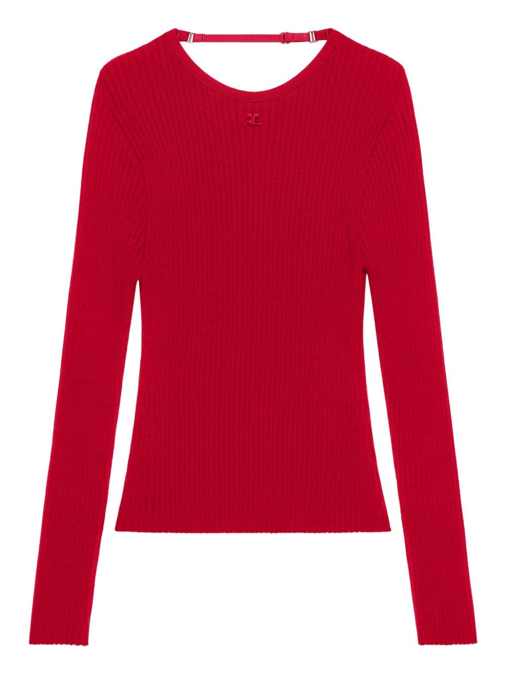 Lingerie strap rib knit sweater