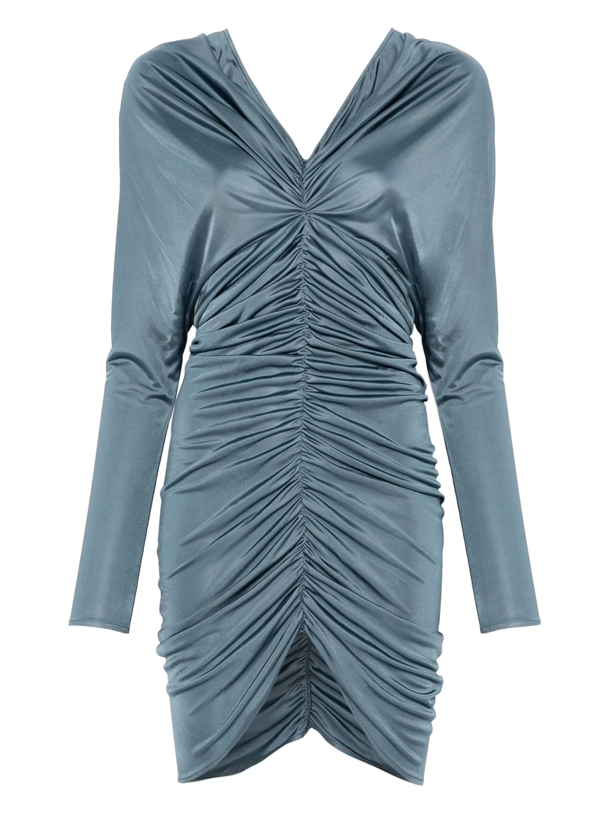 V NECK RUCHED DRESS