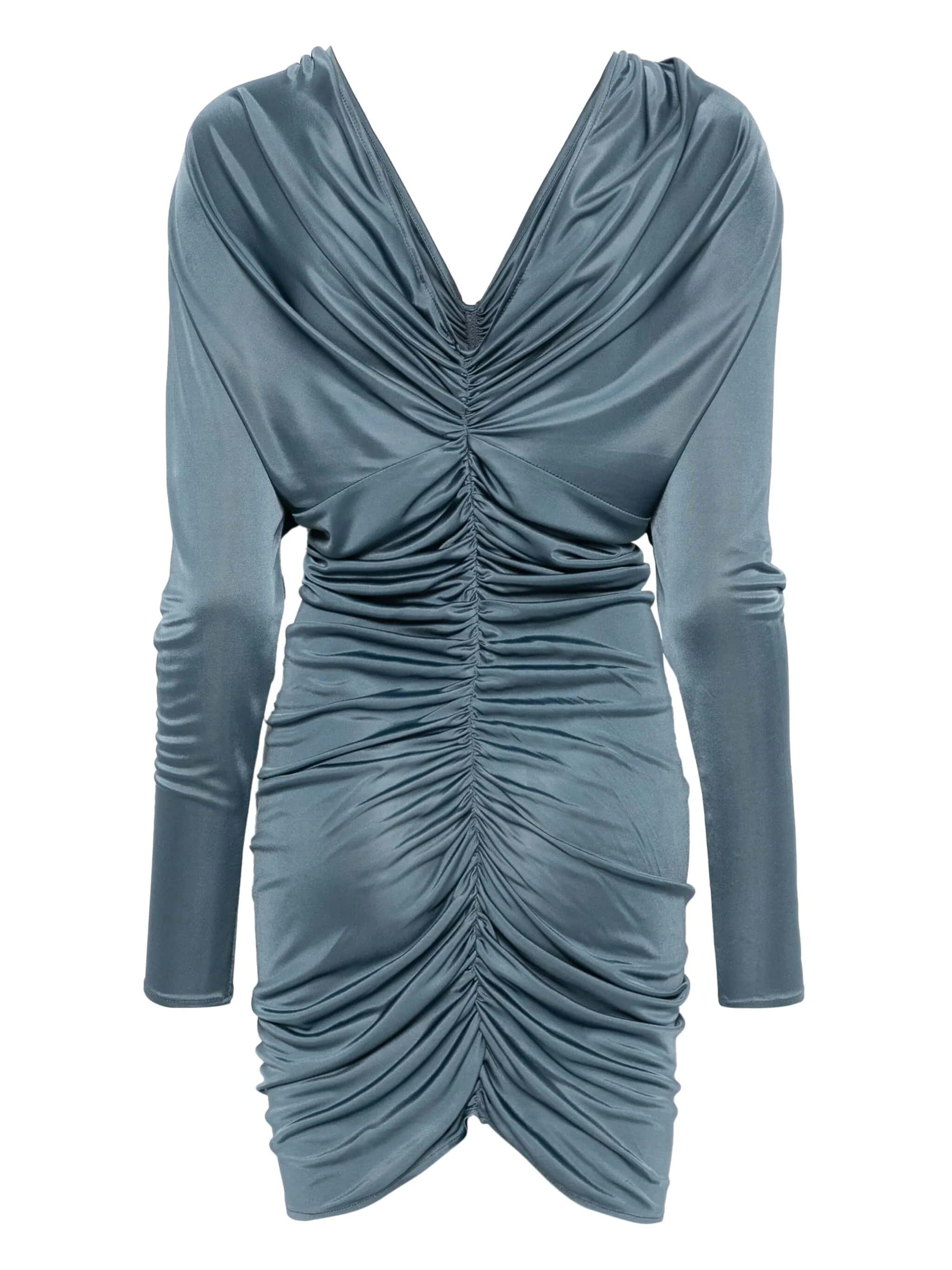 V NECK RUCHED DRESS