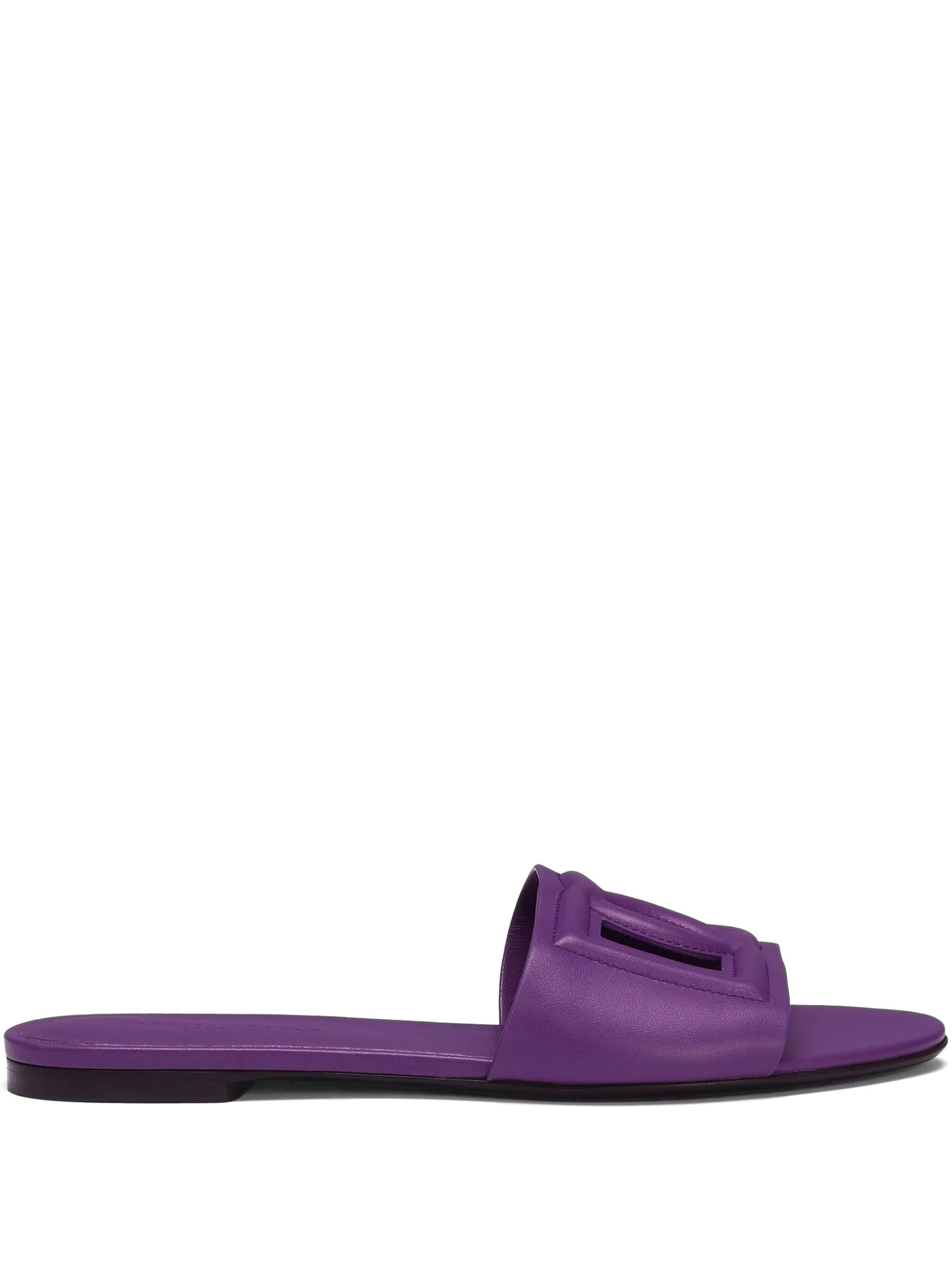 Slide in pelle di vitello e logo DG