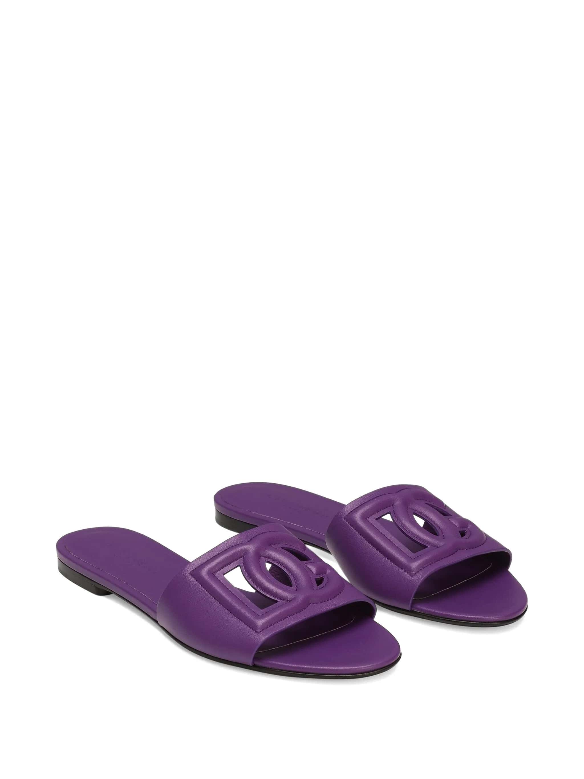 Slide in pelle di vitello e logo DG