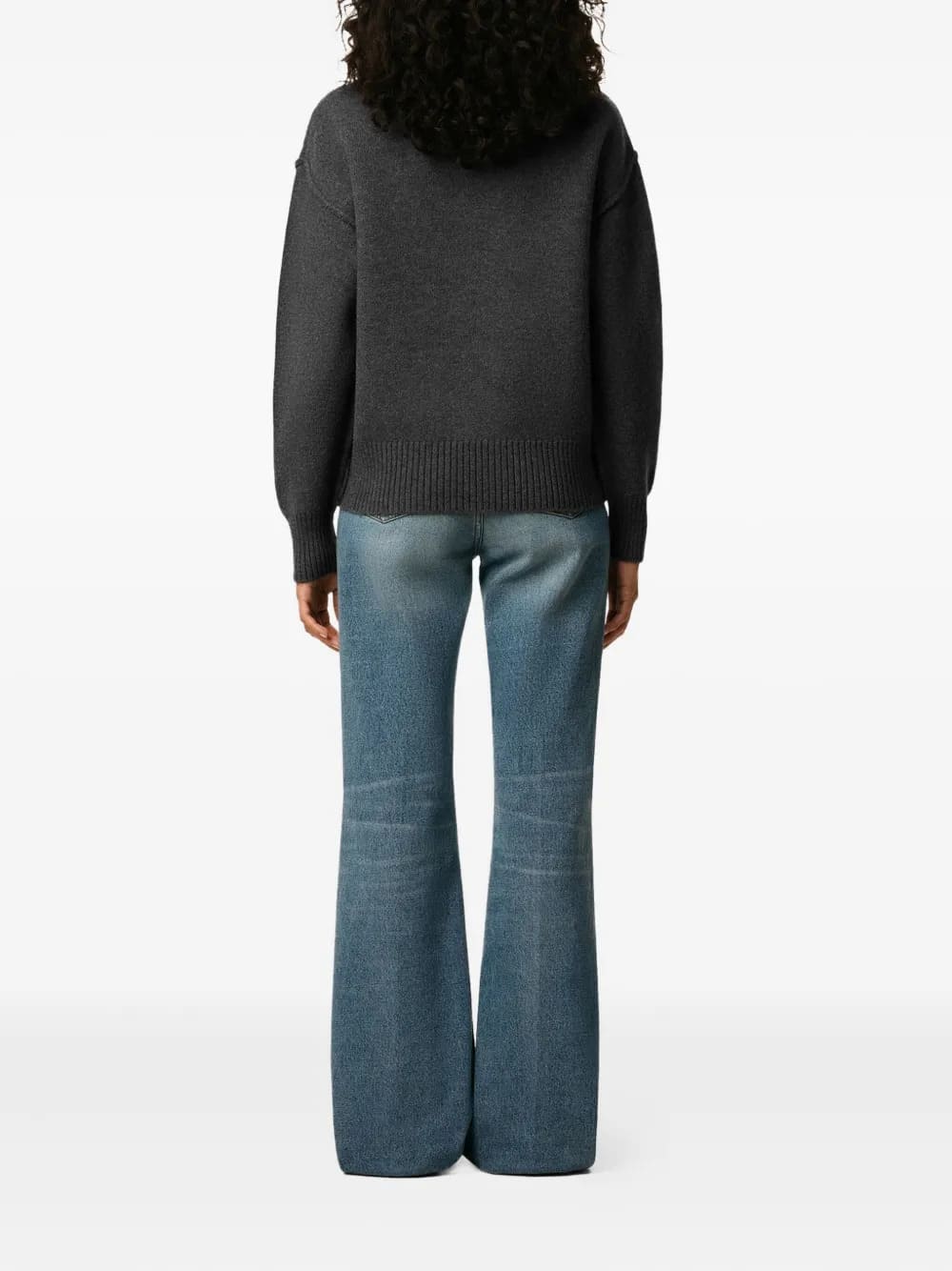 Maglione girocollo Ami de Cœur in lana grigia