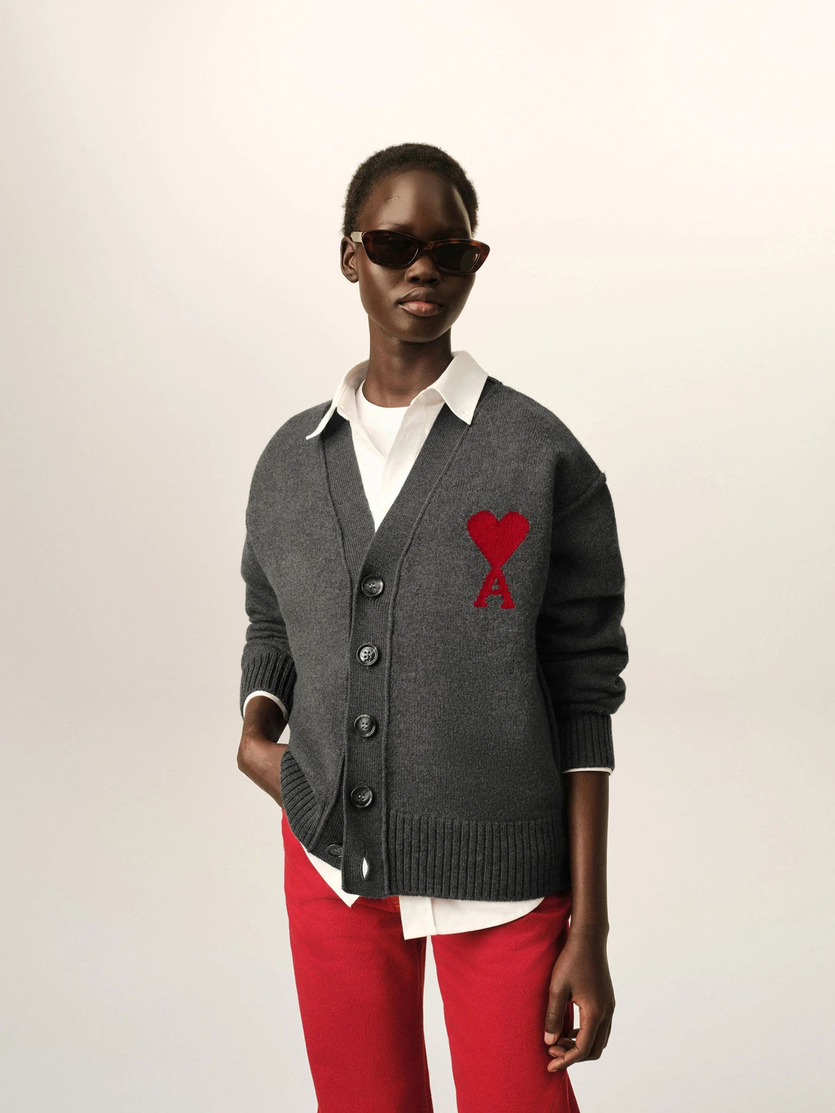 Cardigan Ami de Cœur in lana grigia