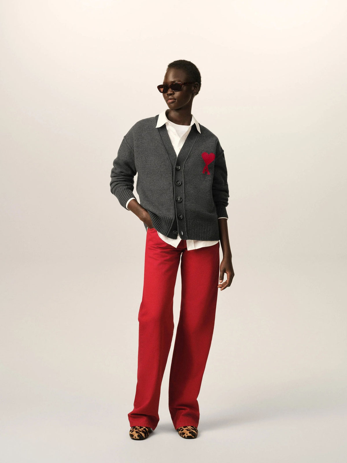 Cardigan Ami de Cœur in lana grigia