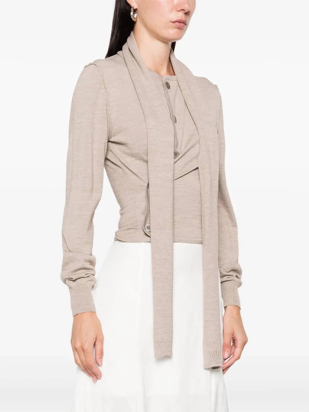 TWISTED CARDIGAN WITH SCARF